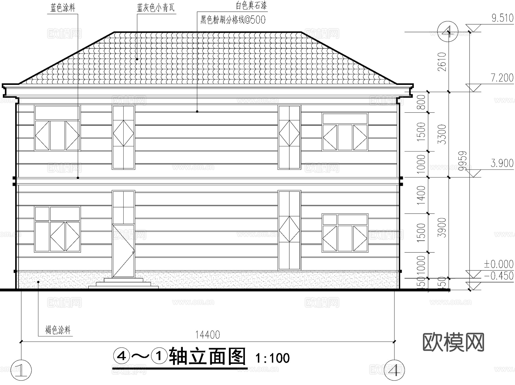 新中式二层独栋别墅农村乡村自建房建筑CAD施工图cad施工图