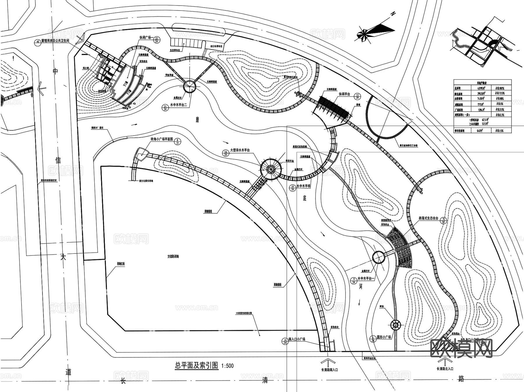 中信蜀都磨底河沿河滨水绿带景观CAD施工图整套cad施工图