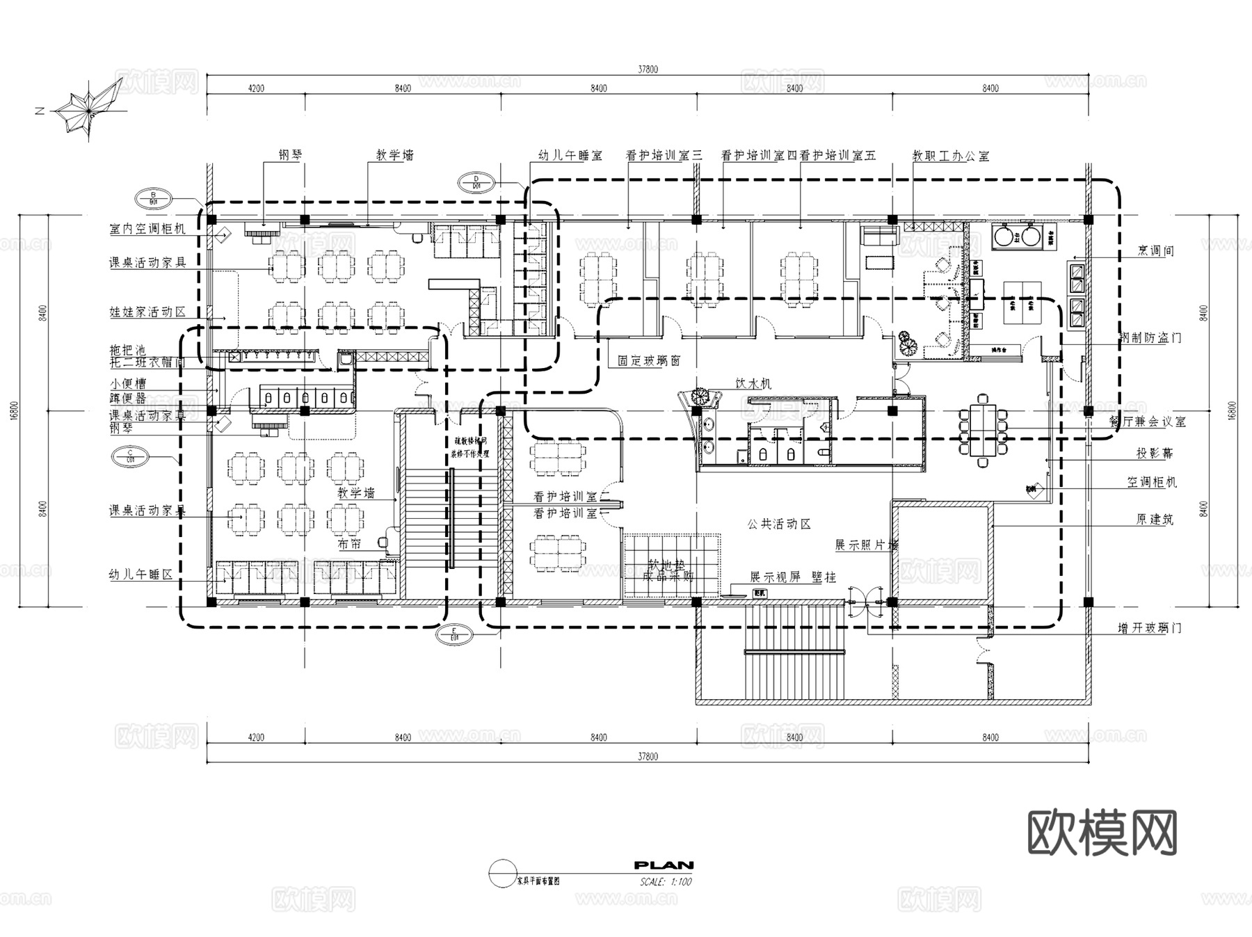 吴江山湖花园少儿艺术活动中心室内装饰CAD施工图整套cad施工图