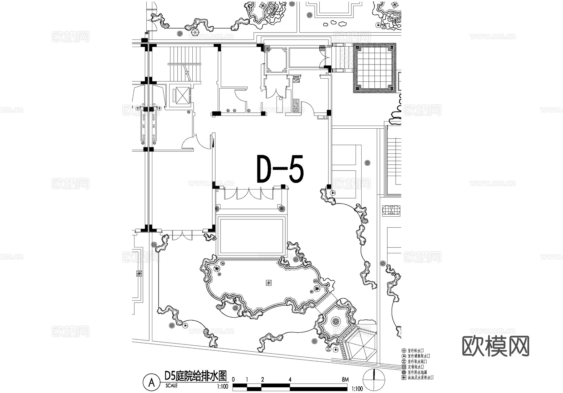 新中式别墅庭院景观平面图CAD施工图cad施工图