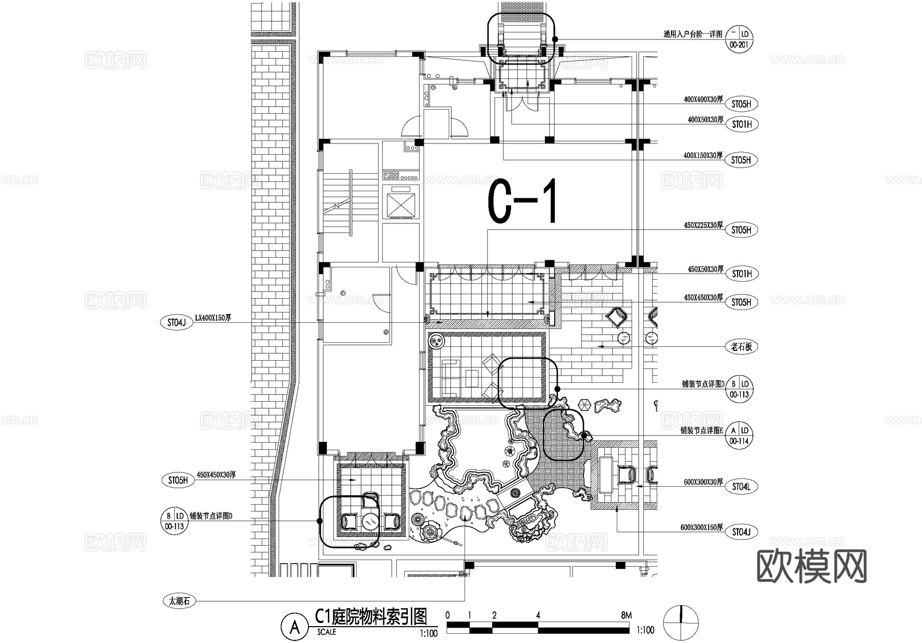 新中式别墅庭院景观平面图CAD施工图cad施工图