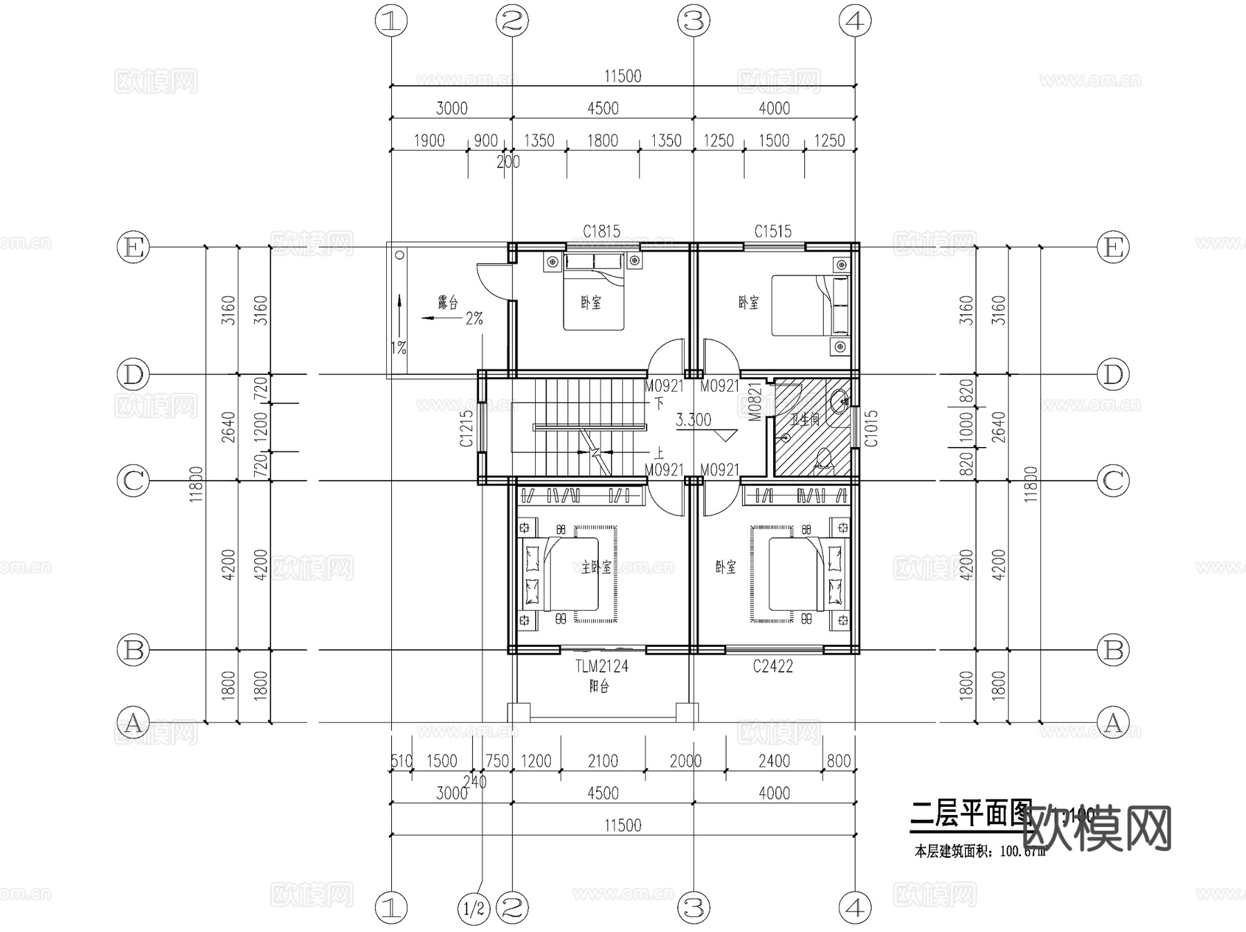 欧式简约三层独栋别墅农村乡村自建房住宅建筑CAD施工图cad施工图