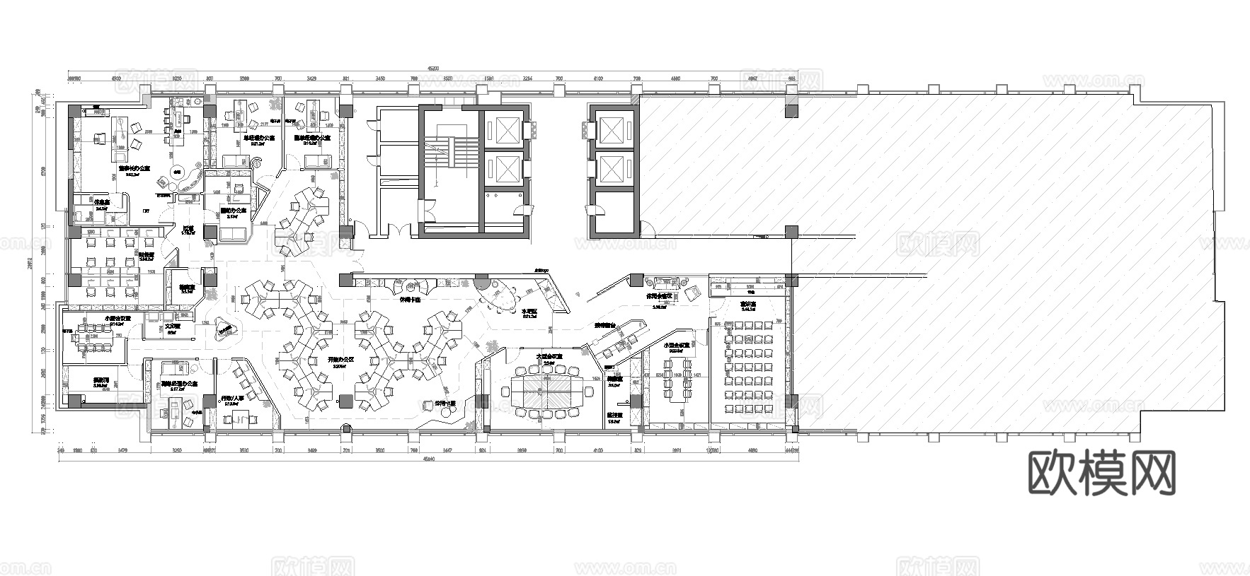 公司办公室 最新平面办公室施工图cad施工图