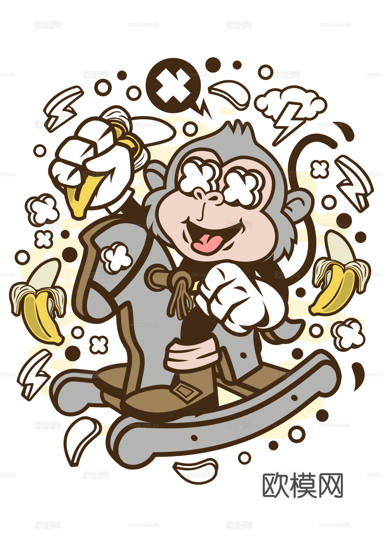 创意卡通潮流涂鸦插画印花115下载