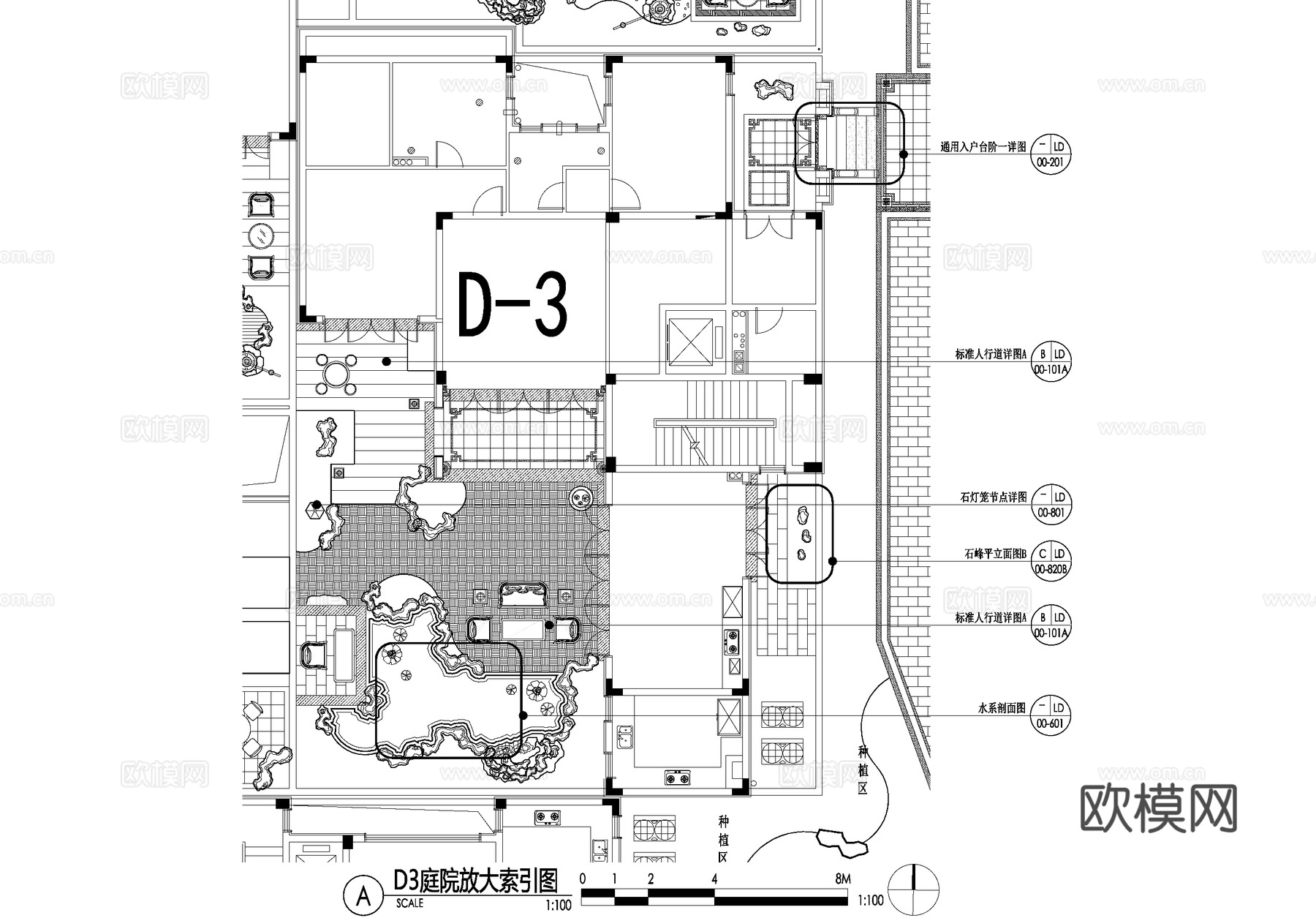 新中式别墅庭院景观平面图CAD施工图cad施工图