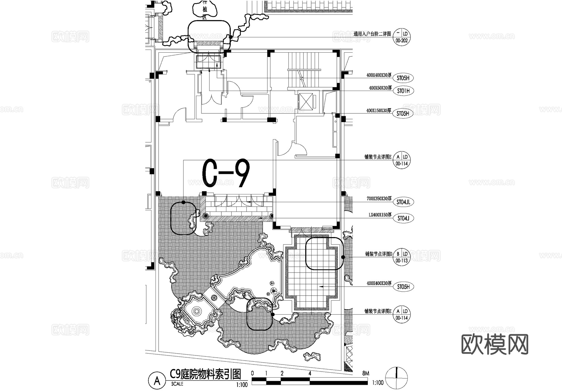 新中式别墅庭院景观平面图CAD施工图cad施工图