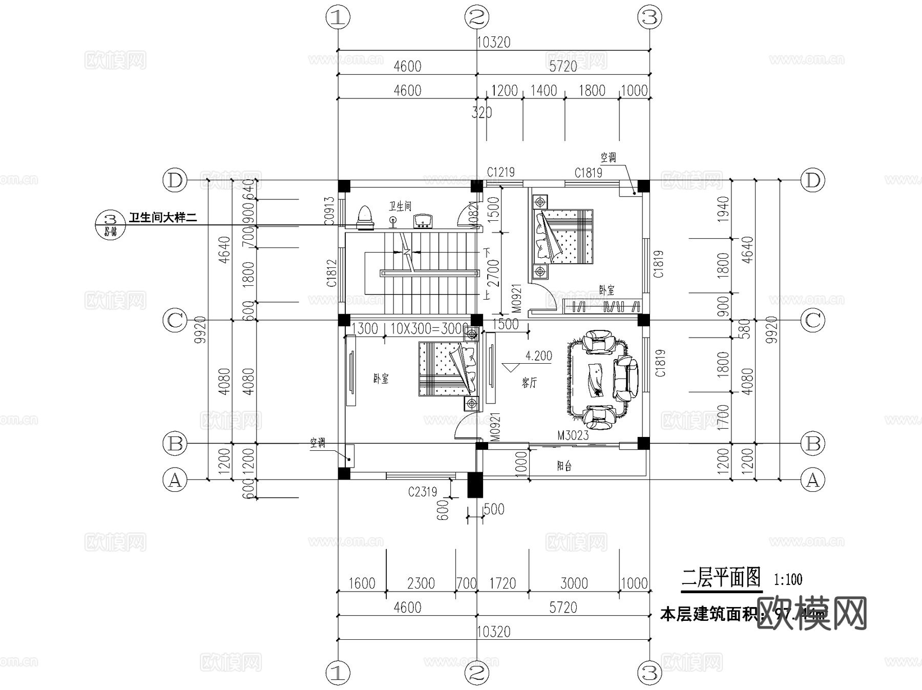 现代三层独栋别墅乡村农村自建房住宅建筑CAD施工图cad施工图