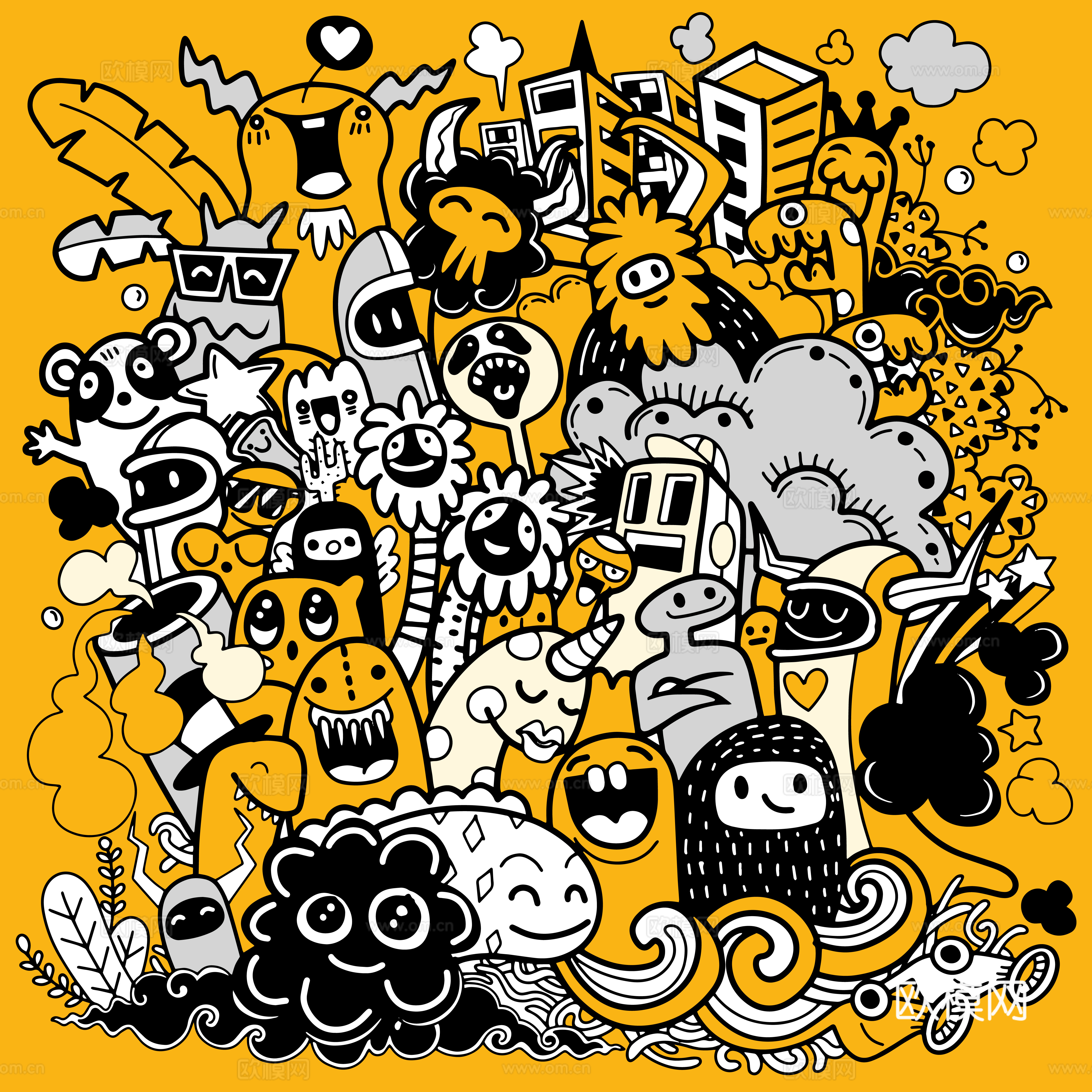 创意可爱卡通涂鸦插画125下载