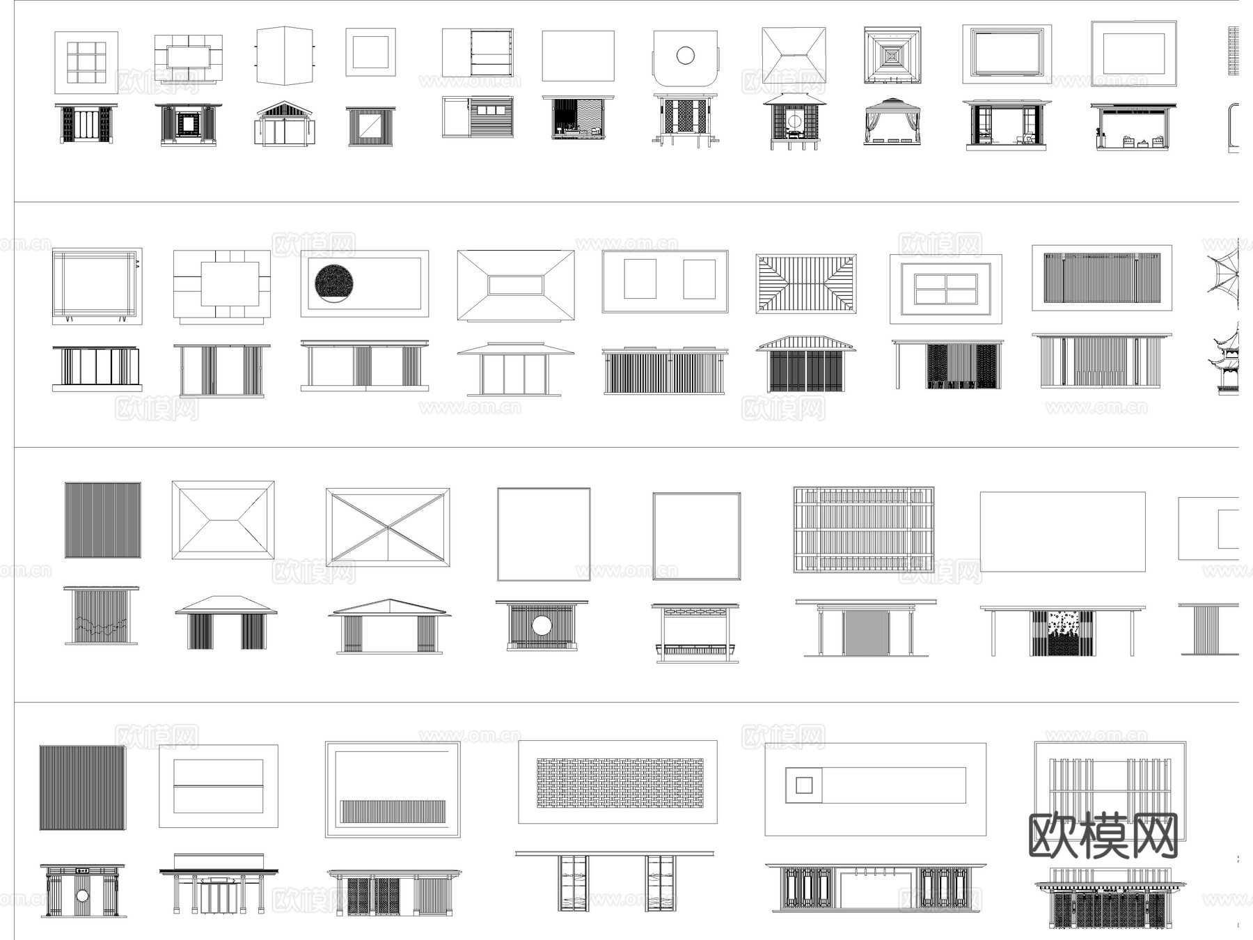 2026年最新庭院凉亭观景亭休憩亭CAD图库cad施工图cad施工图