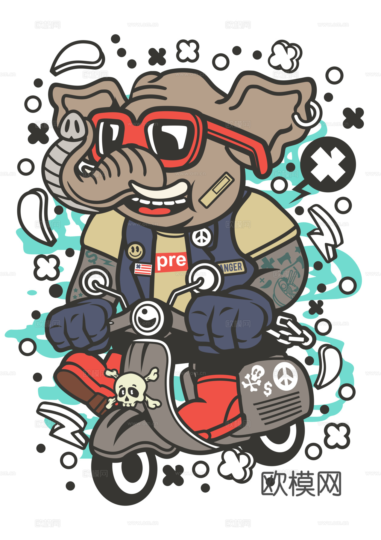 创意卡通潮流涂鸦插画印花68