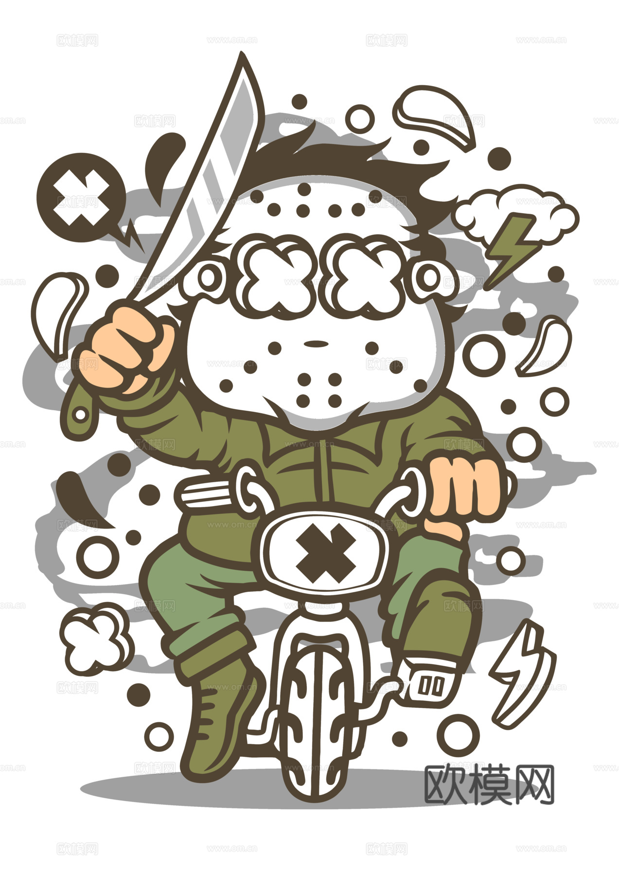 创意卡通潮流涂鸦插画印花109