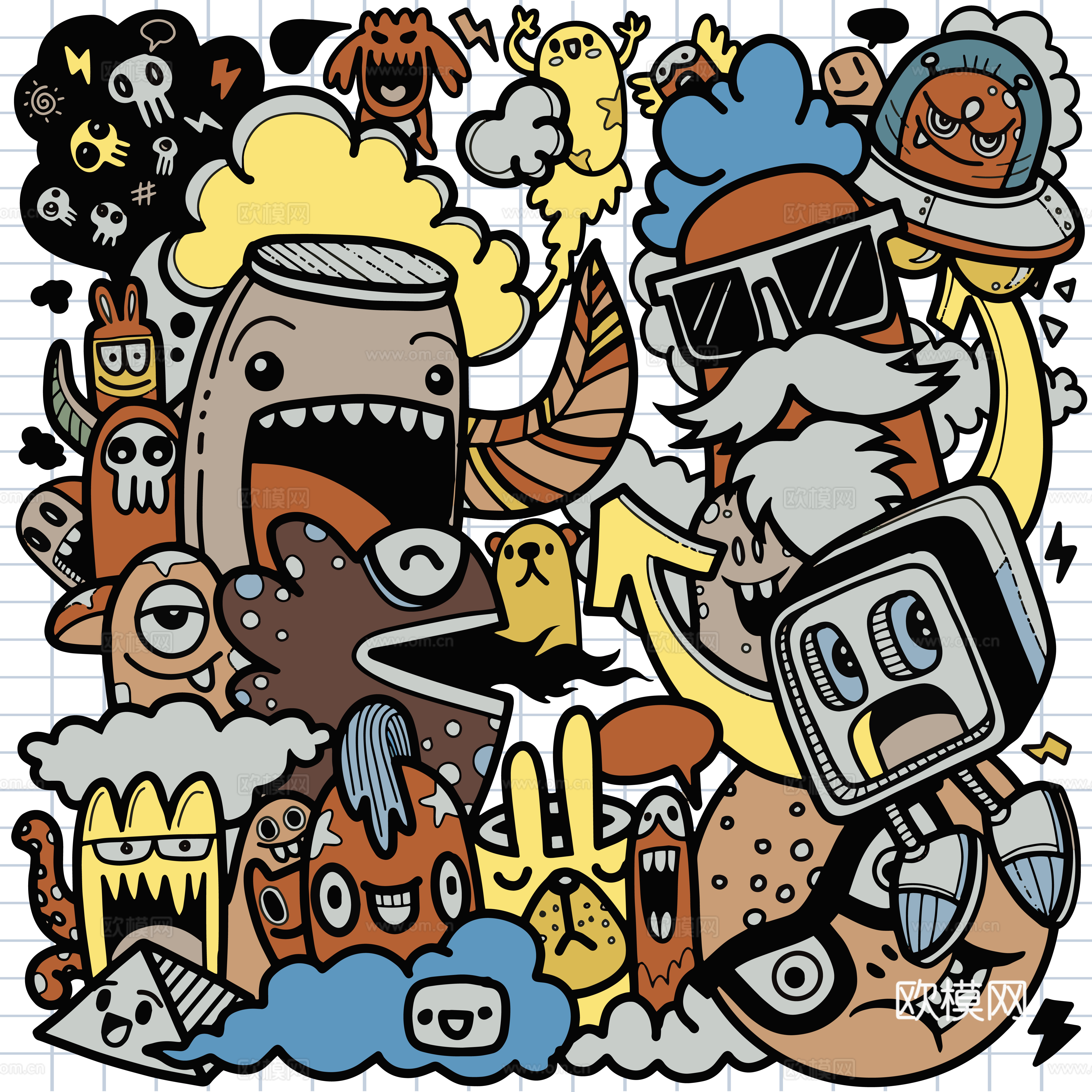 创意可爱卡通涂鸦插画190下载