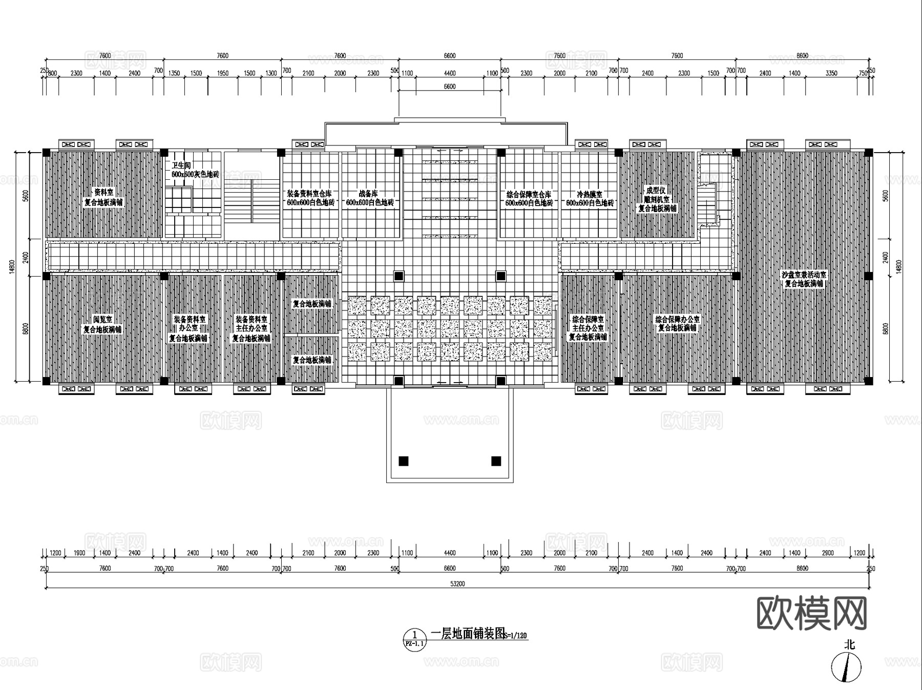 73608部队综合作业楼室内装饰CAD施工图cad施工图