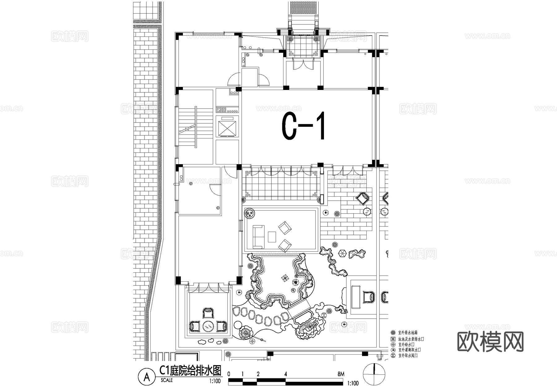 新中式别墅庭院景观平面图CAD施工图cad施工图