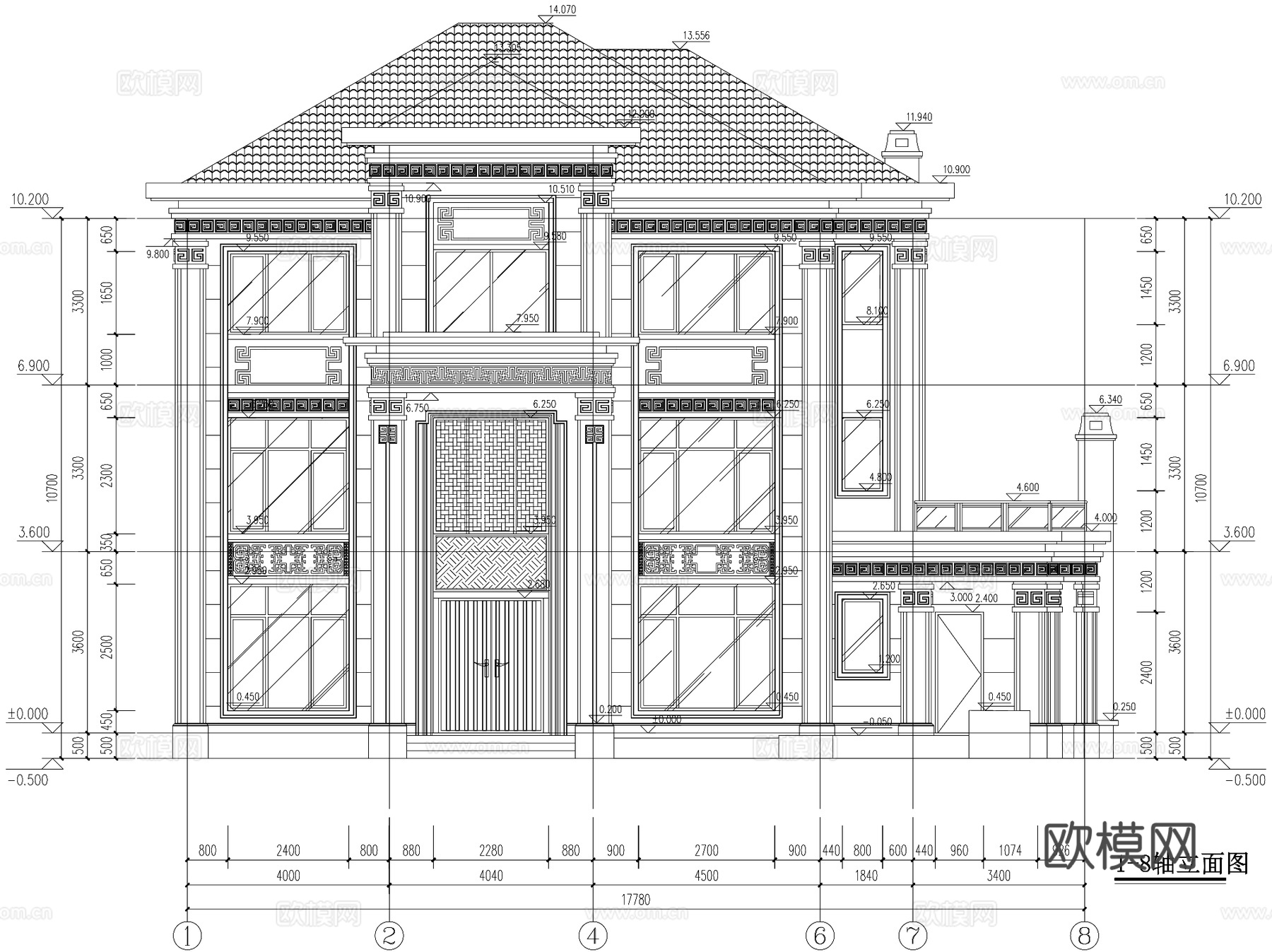 新中式三层独栋别墅乡村农村自建房住宅建筑CAD施工图cad施工图