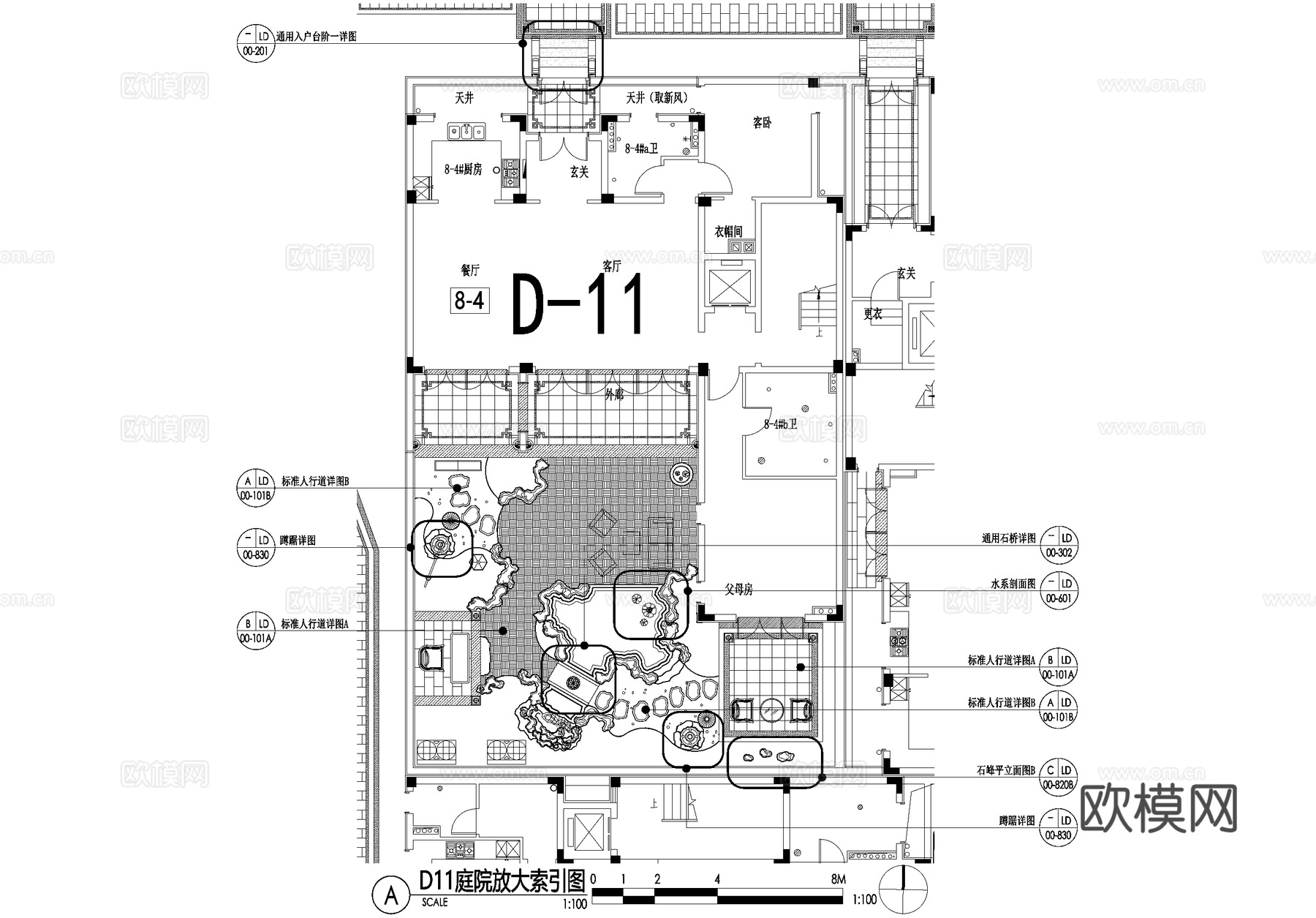 新中式别墅庭院景观平面图CAD施工图cad施工图