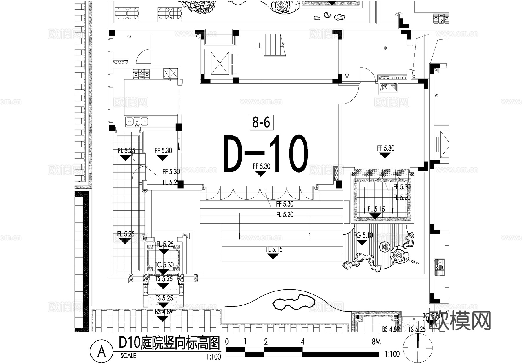 新中式别墅庭院景观平面图CAD施工图cad施工图