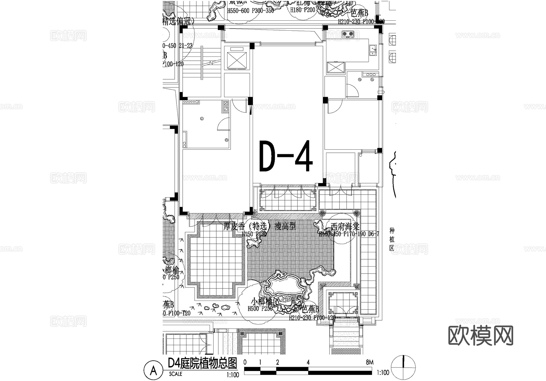 新中式别墅庭院景观平面图CAD施工图cad施工图