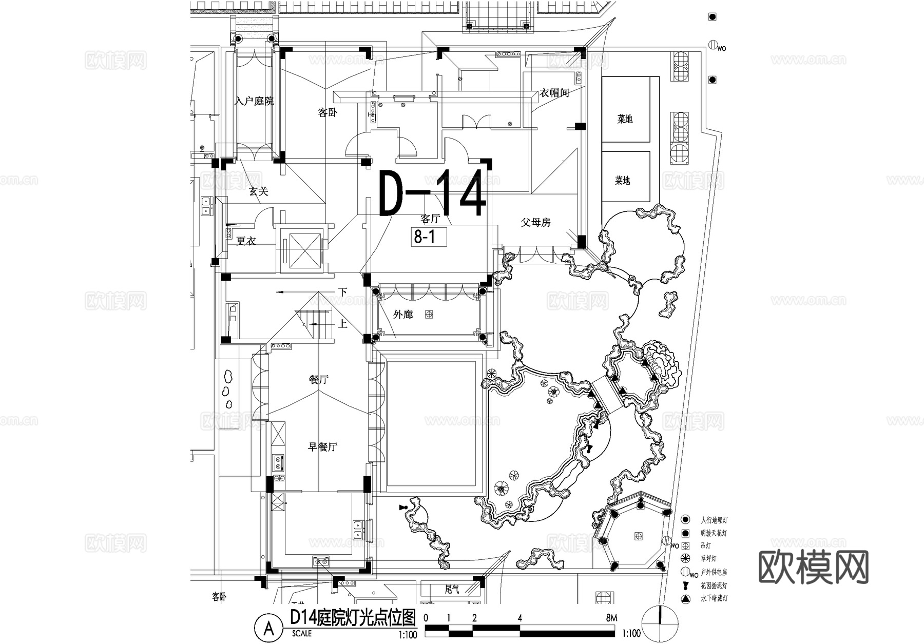新中式别墅庭院景观平面图CAD施工图cad施工图