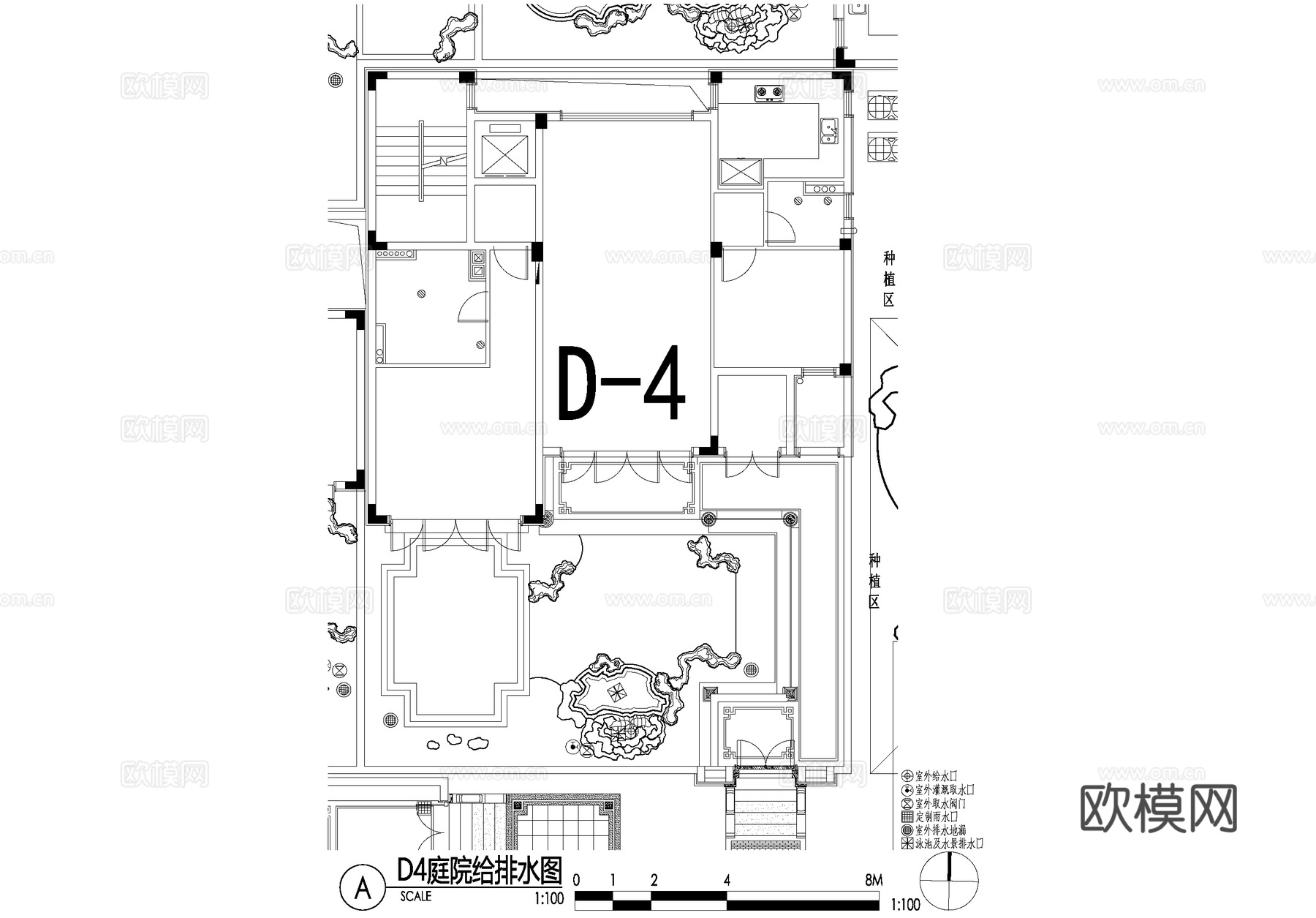 新中式别墅庭院景观平面图CAD施工图cad施工图