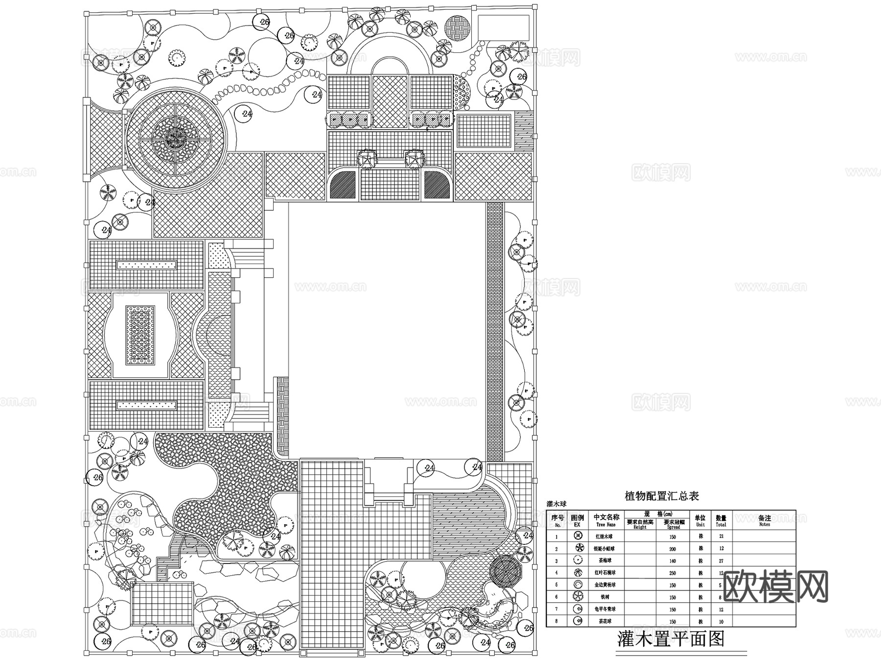 别墅花园私家庭院景观平面图集CAD施工图cad施工图