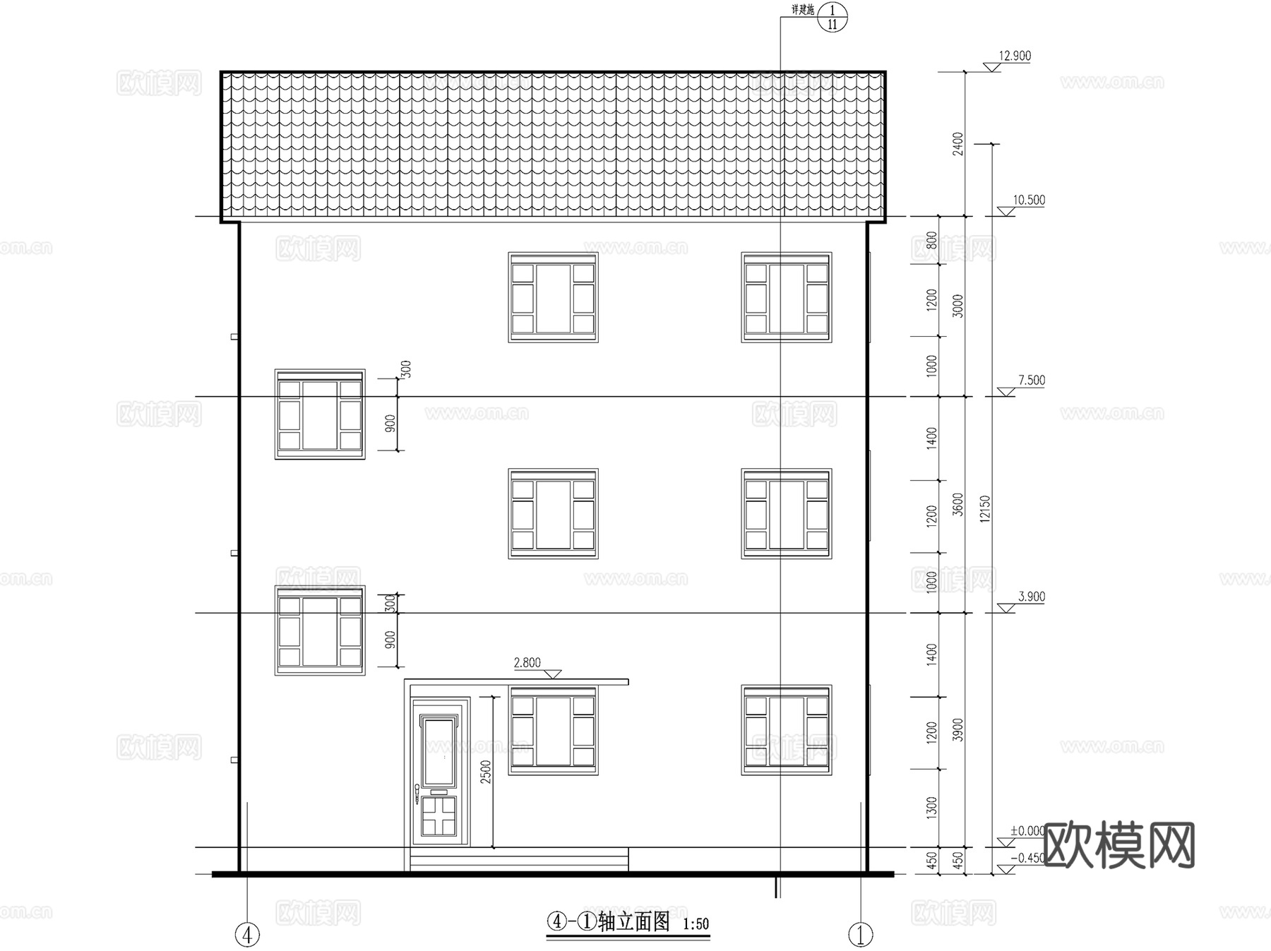 新中式三层独栋别墅乡村农村自建房住宅建筑CAD施工图cad施工图