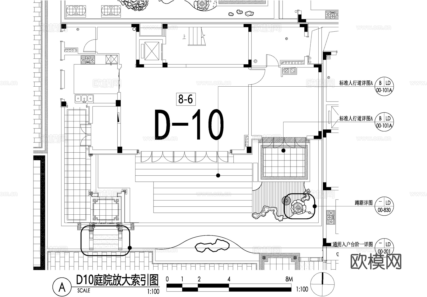 新中式别墅庭院景观平面图CAD施工图cad施工图