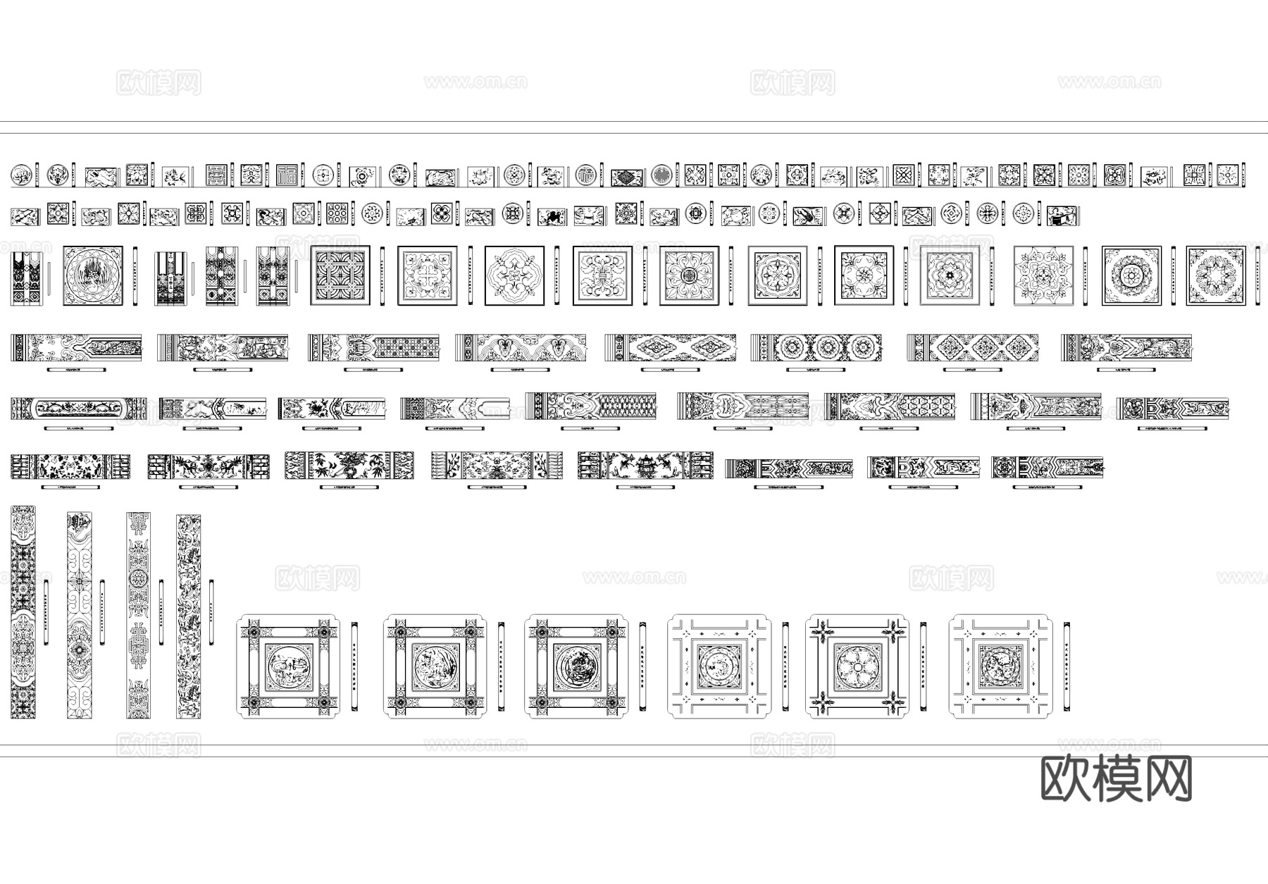 中式雕花纹样花纹CAD图库cad施工图