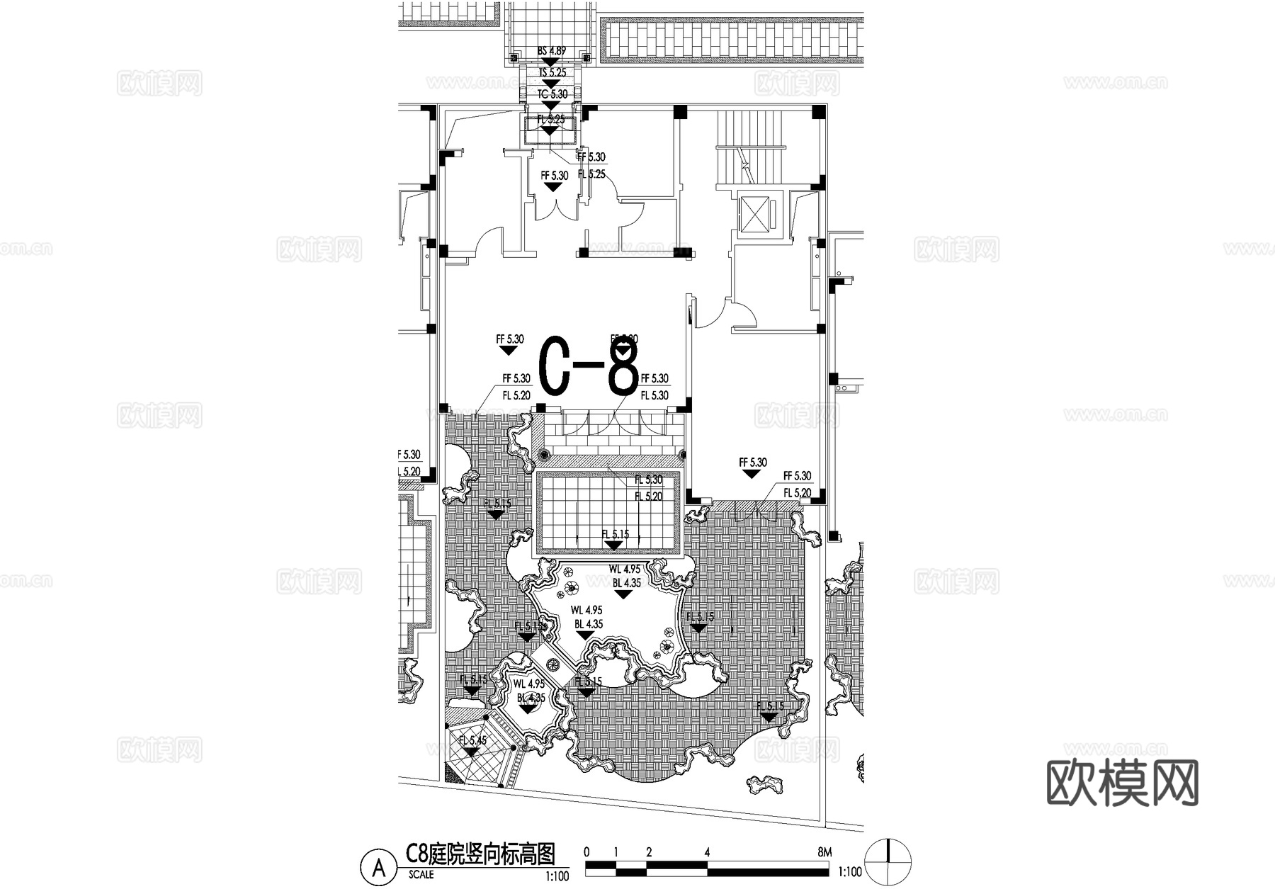新中式别墅庭院景观平面图CAD施工图cad施工图