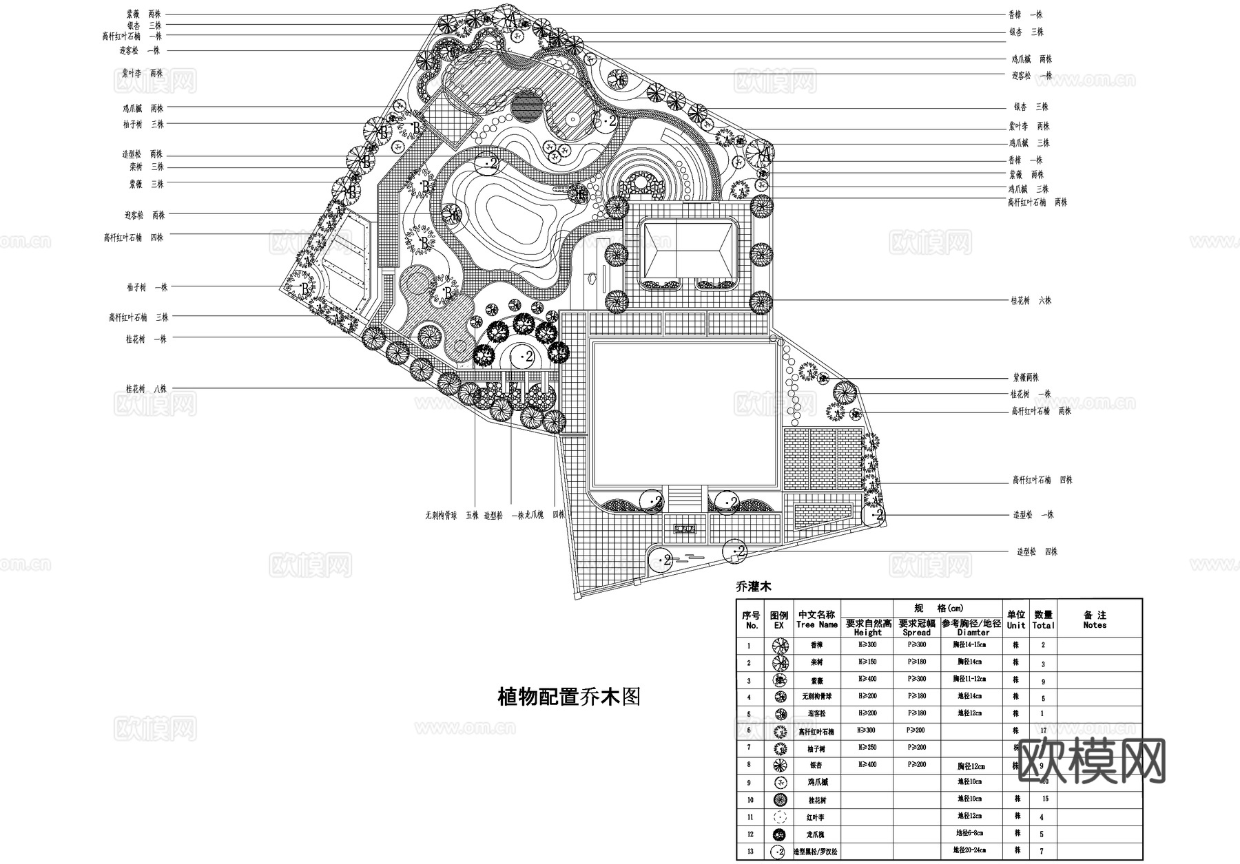 别墅花园私家庭院景观平面图集CAD施工图cad施工图