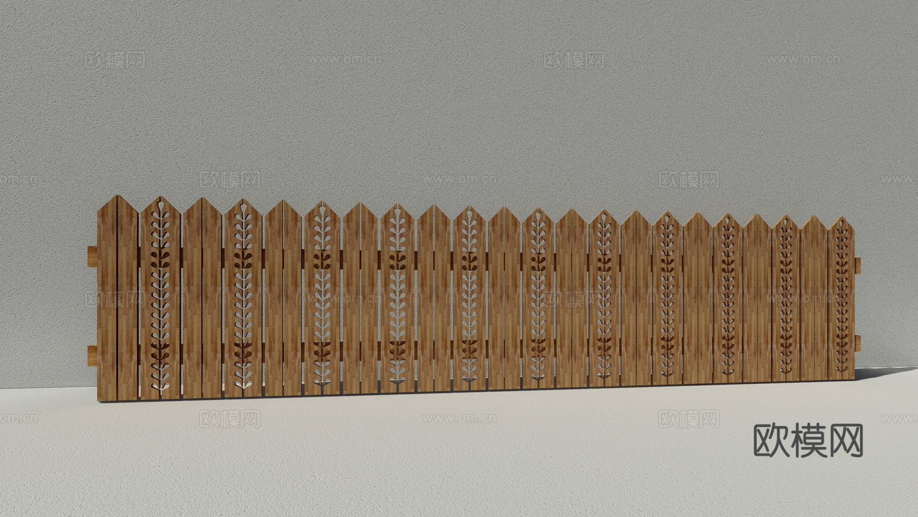 现代生态户外花园卡通木质栏杆动物围栏护栏彩色花朵儿童创意栅栏su模型