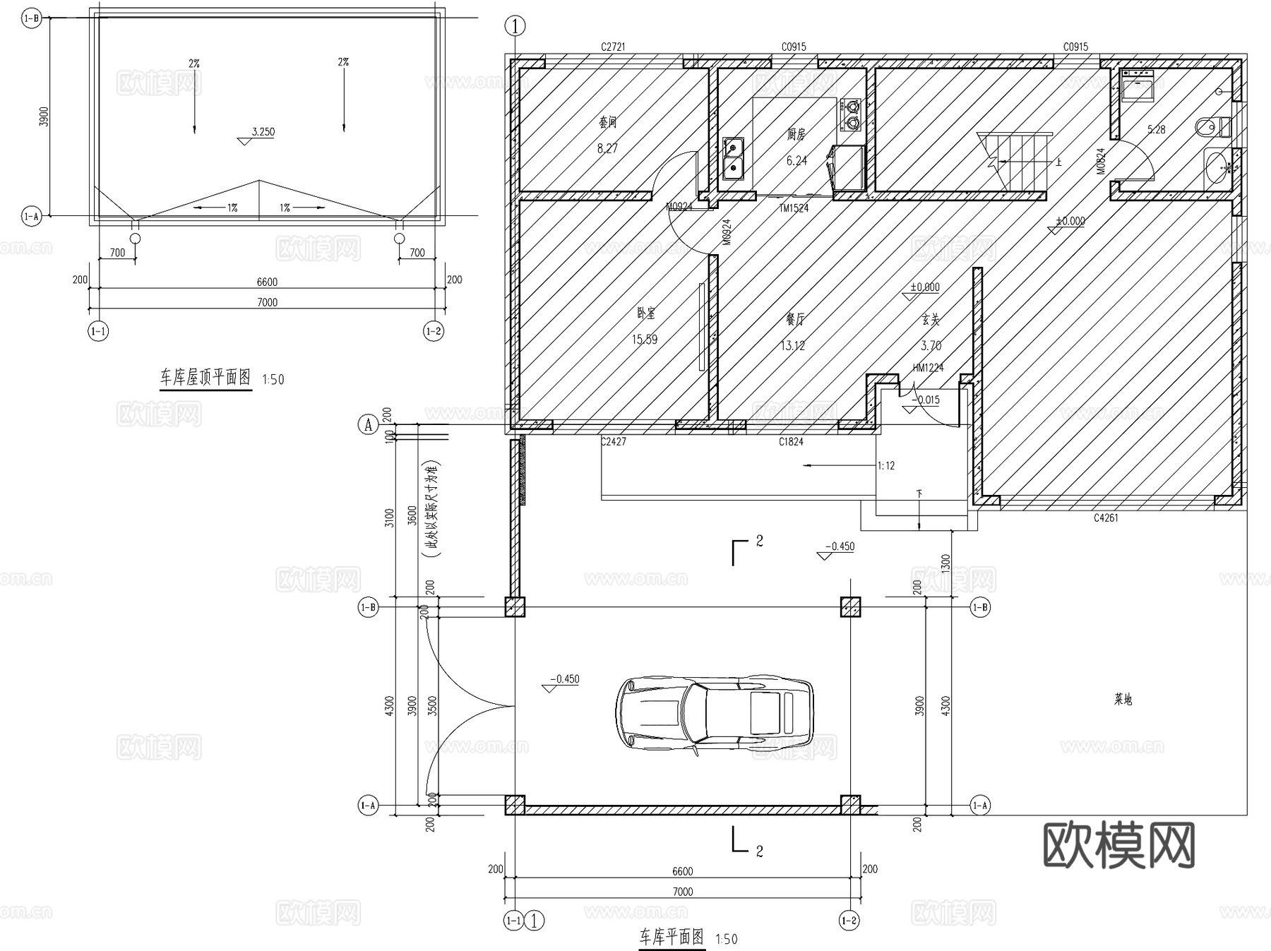 现代三层合院别墅乡村农村自建房住宅建筑CAD施工图cad施工图