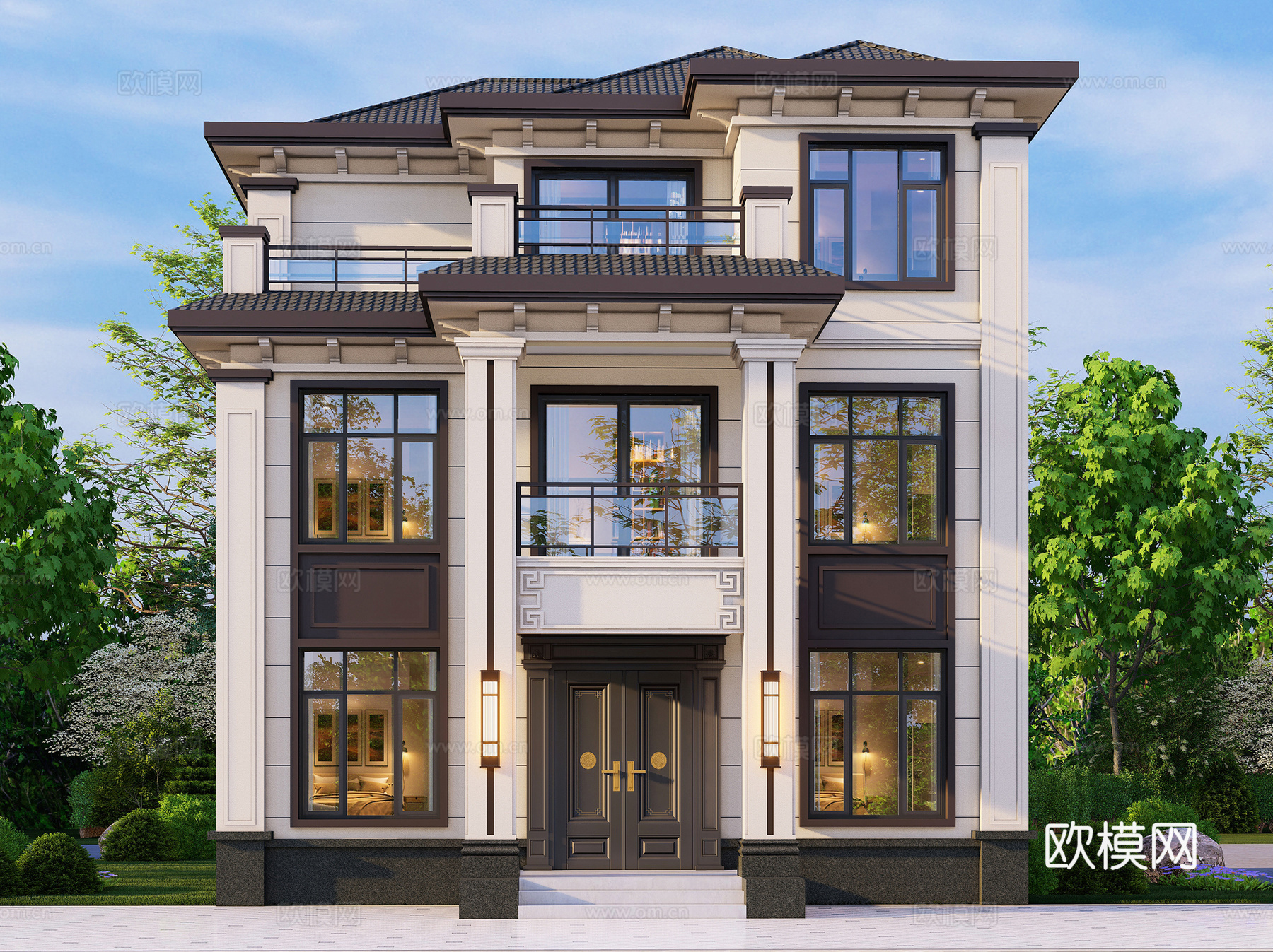 新中式三层独栋别墅乡村农村自建房住宅建筑CAD施工图cad施工图