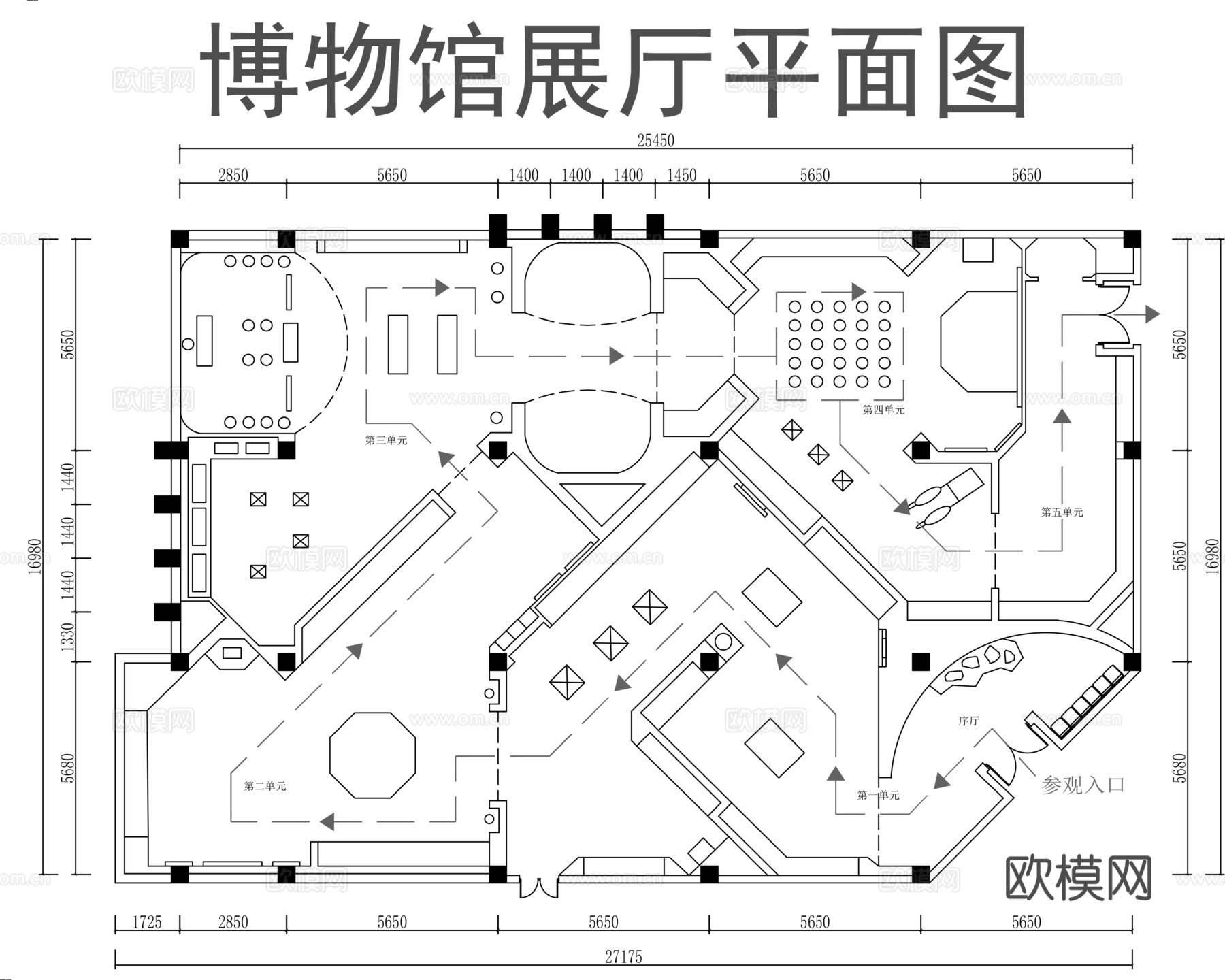 博物馆展厅平面图CADcad施工图