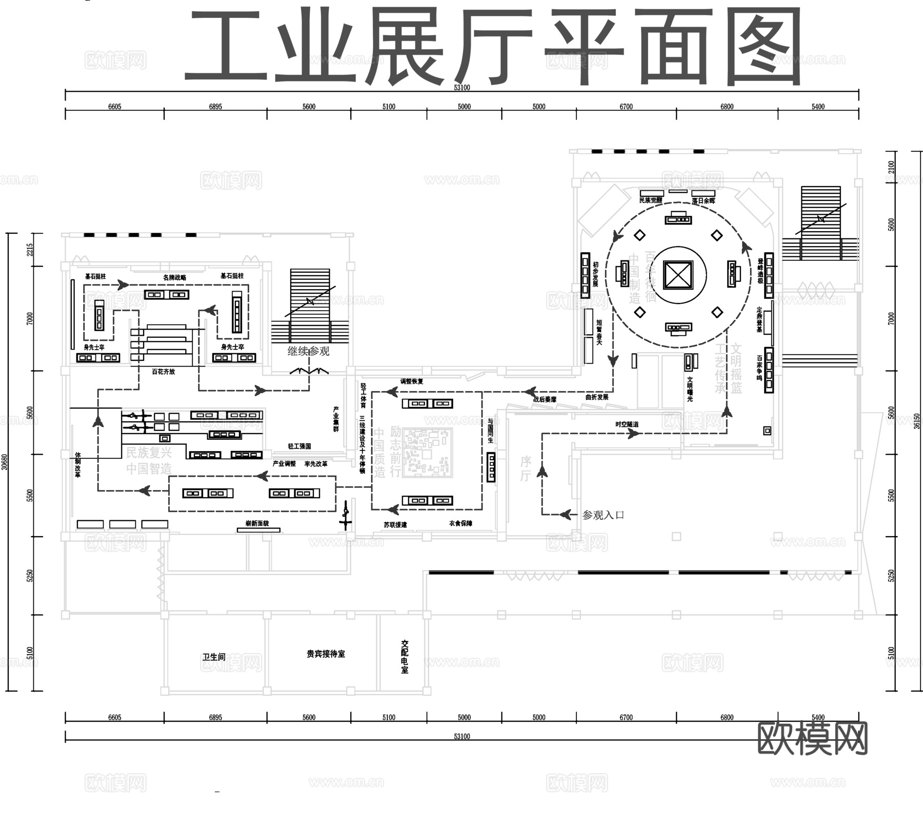 工业展厅平面图cadcad施工图
