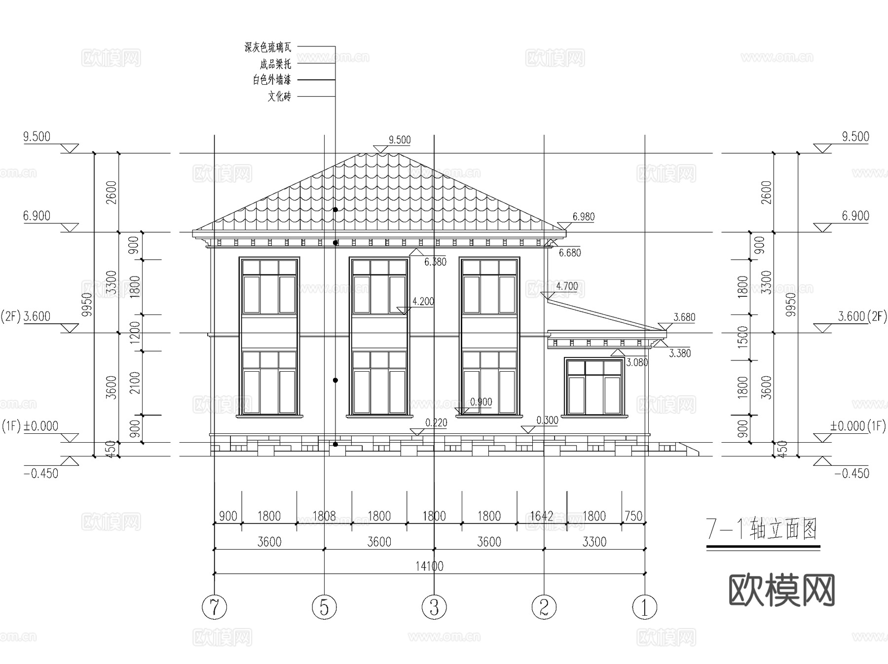 欧式简欧二层独栋别墅农村乡村自建房建筑CAD施工图cad施工图