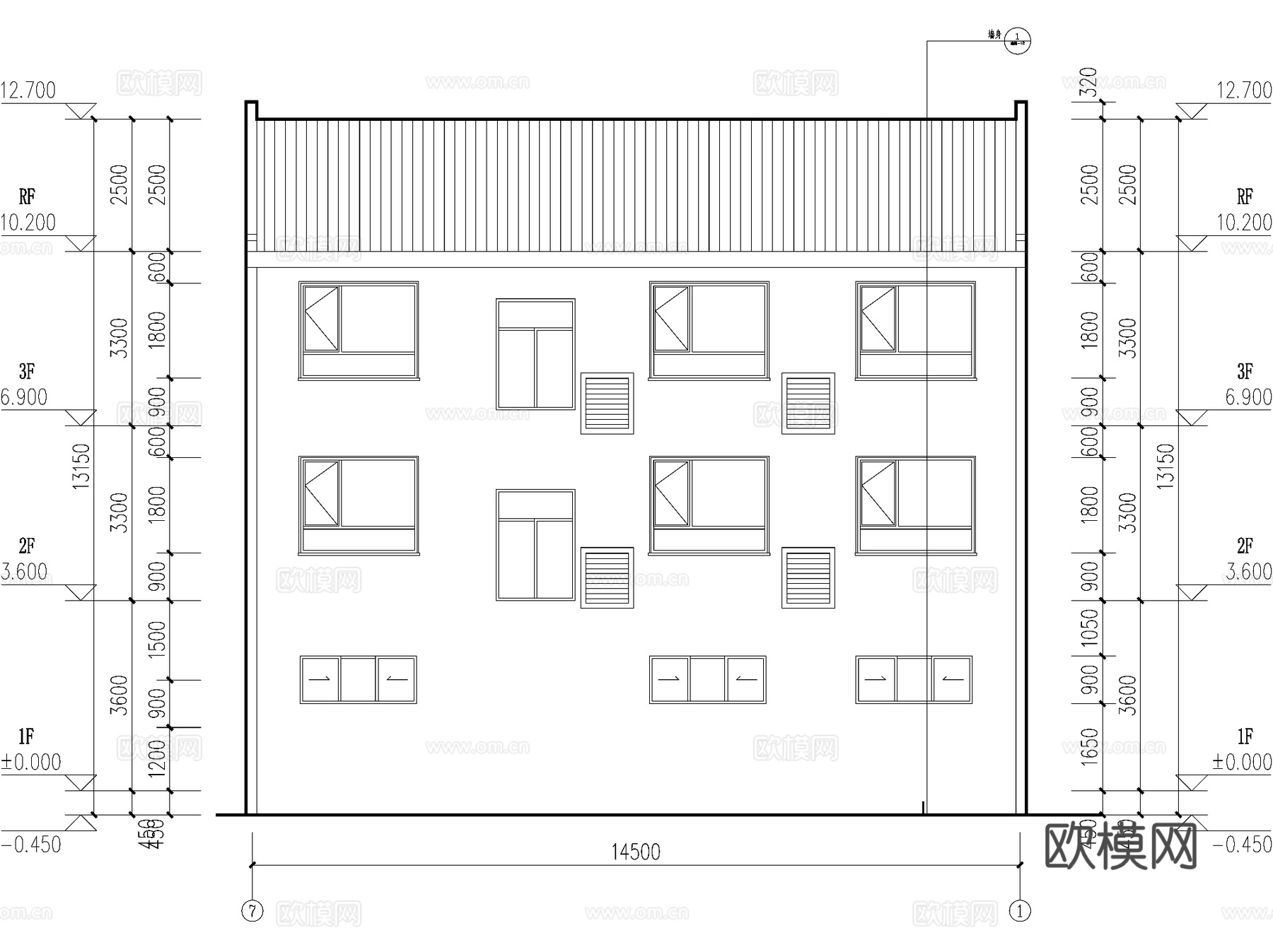 新中式三层合院别墅乡村农村自建房住宅建筑CAD施工图cad施工图