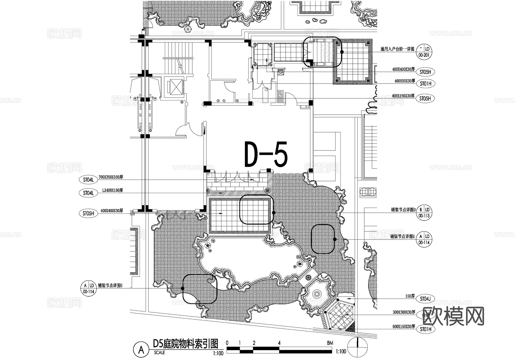 新中式别墅庭院景观平面图CAD施工图cad施工图