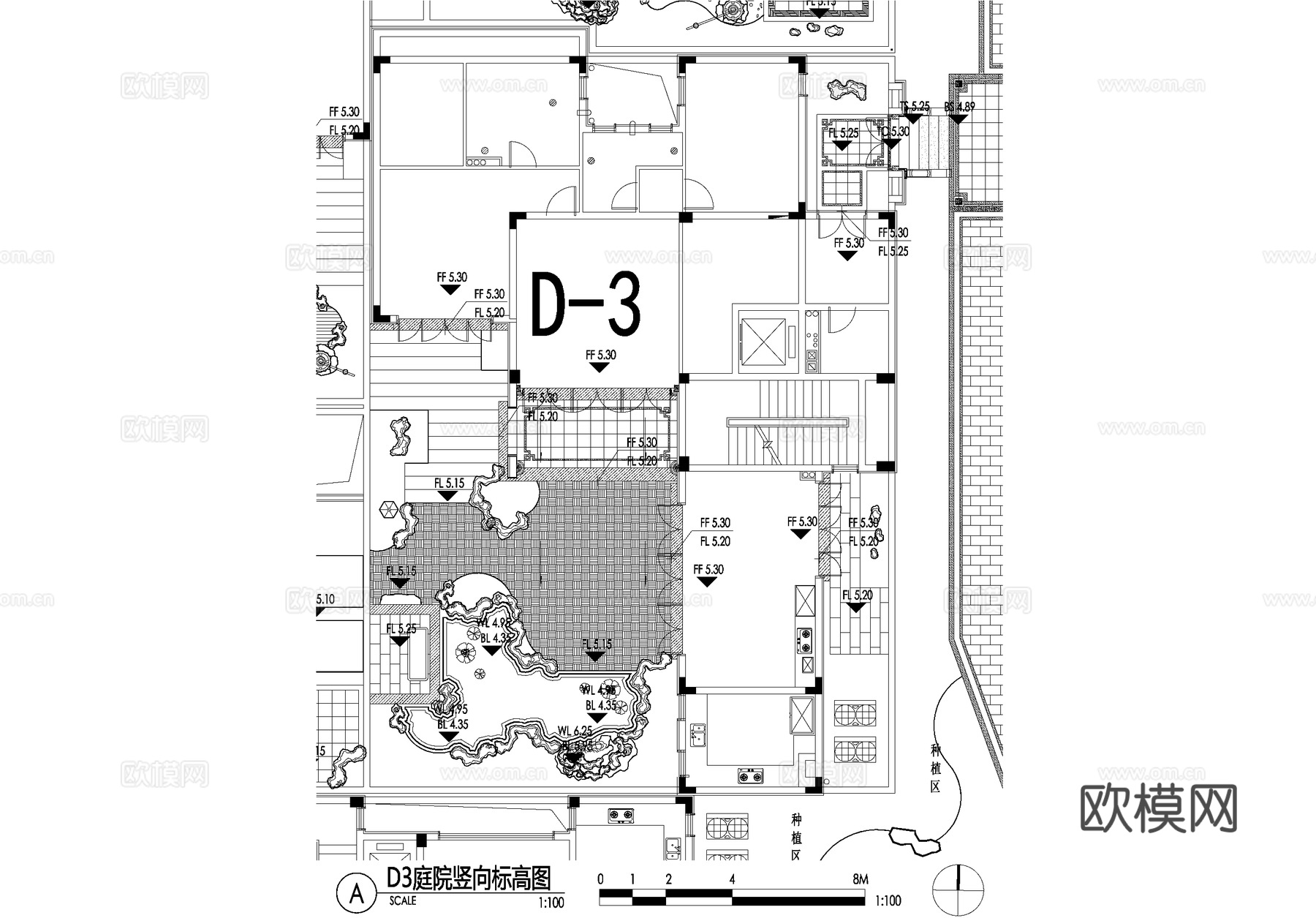 新中式别墅庭院景观平面图CAD施工图cad施工图
