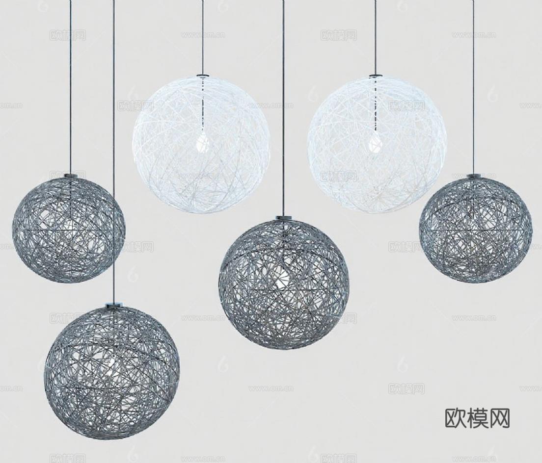 球形编织吊灯 现代简约灯具设计 创意家居照明 3D模型 室内装饰氛围免费3d模型