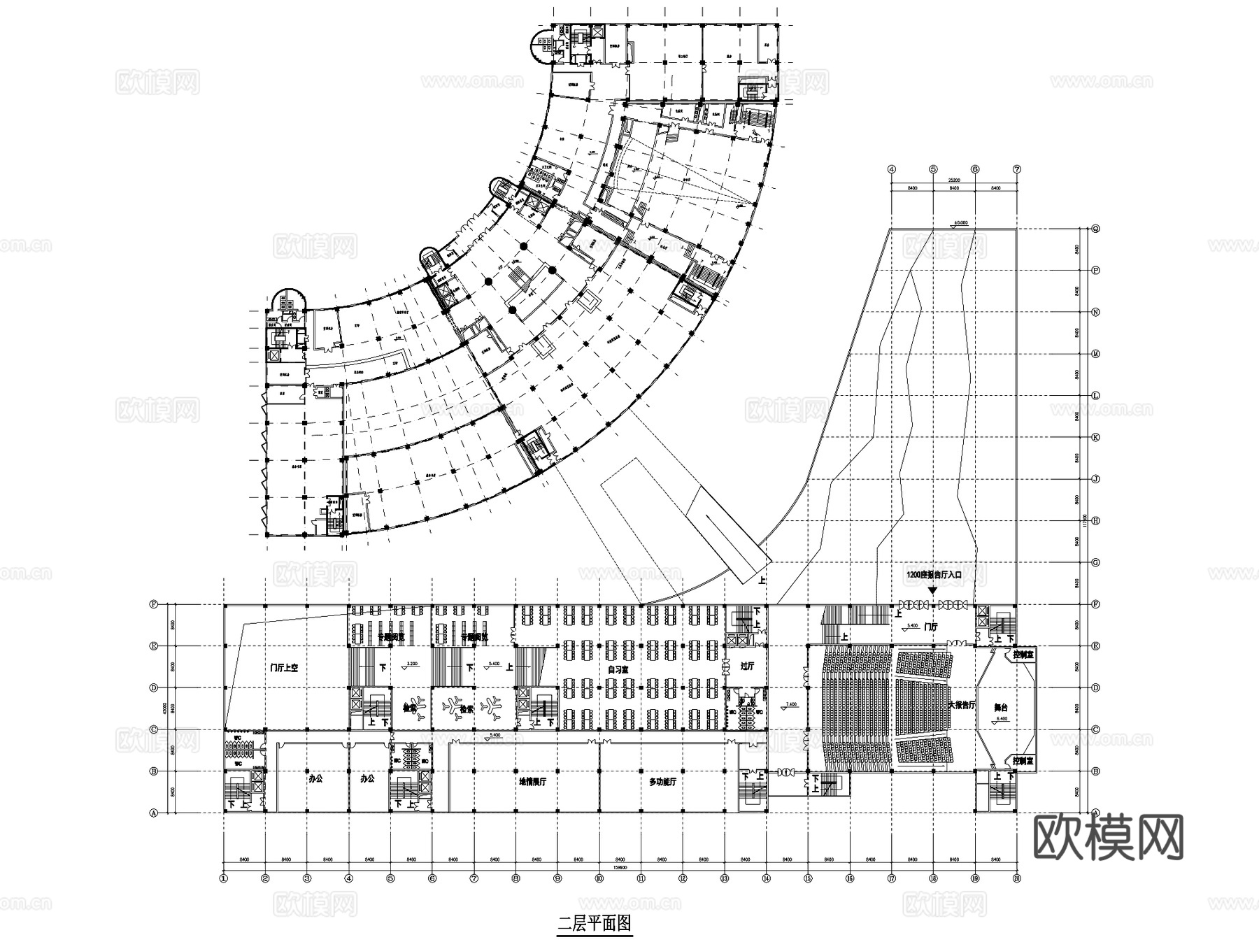 图书馆大楼方案设计建筑CAD施工图集 20套cad施工图