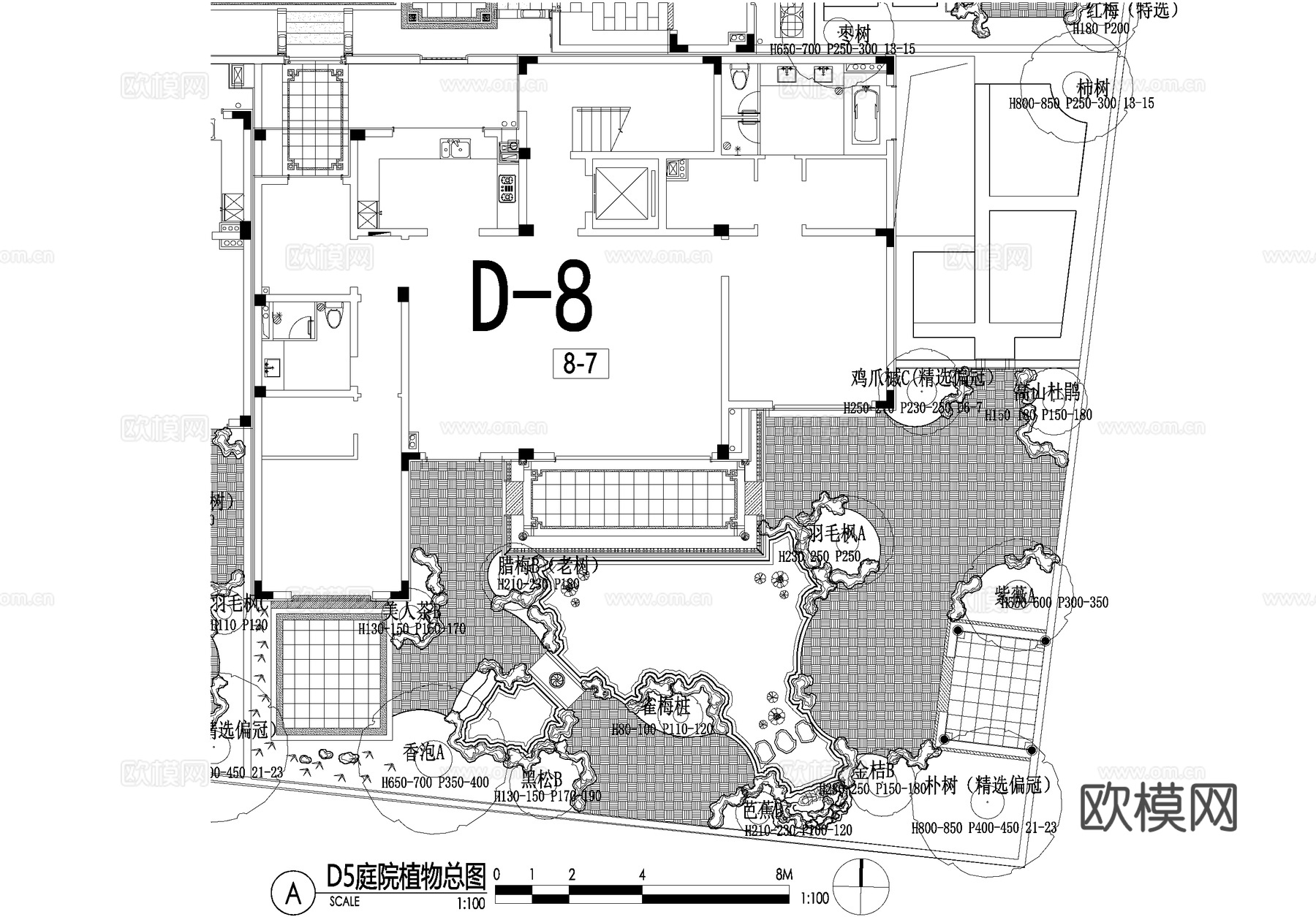 新中式别墅庭院景观平面图CAD施工图cad施工图