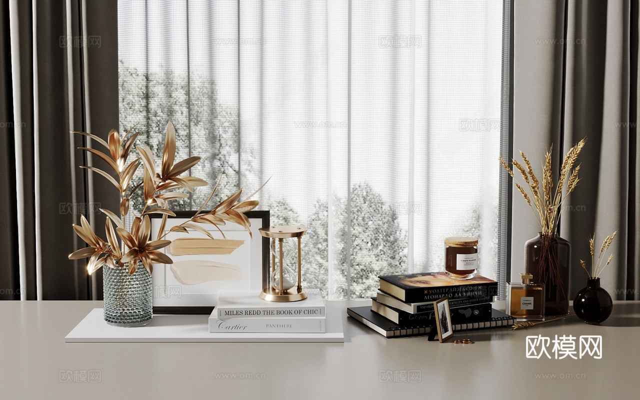 现代意式摆件组合 玄关摆件 电视柜摆件3d模型下载