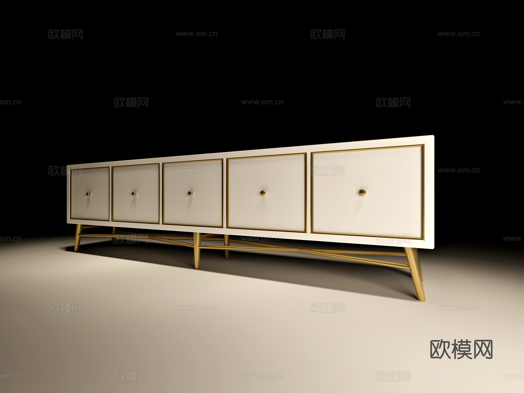 现代轻奢家具组合 单人沙发 端景台 电视柜 茶几3d模型下载（渲染图2）