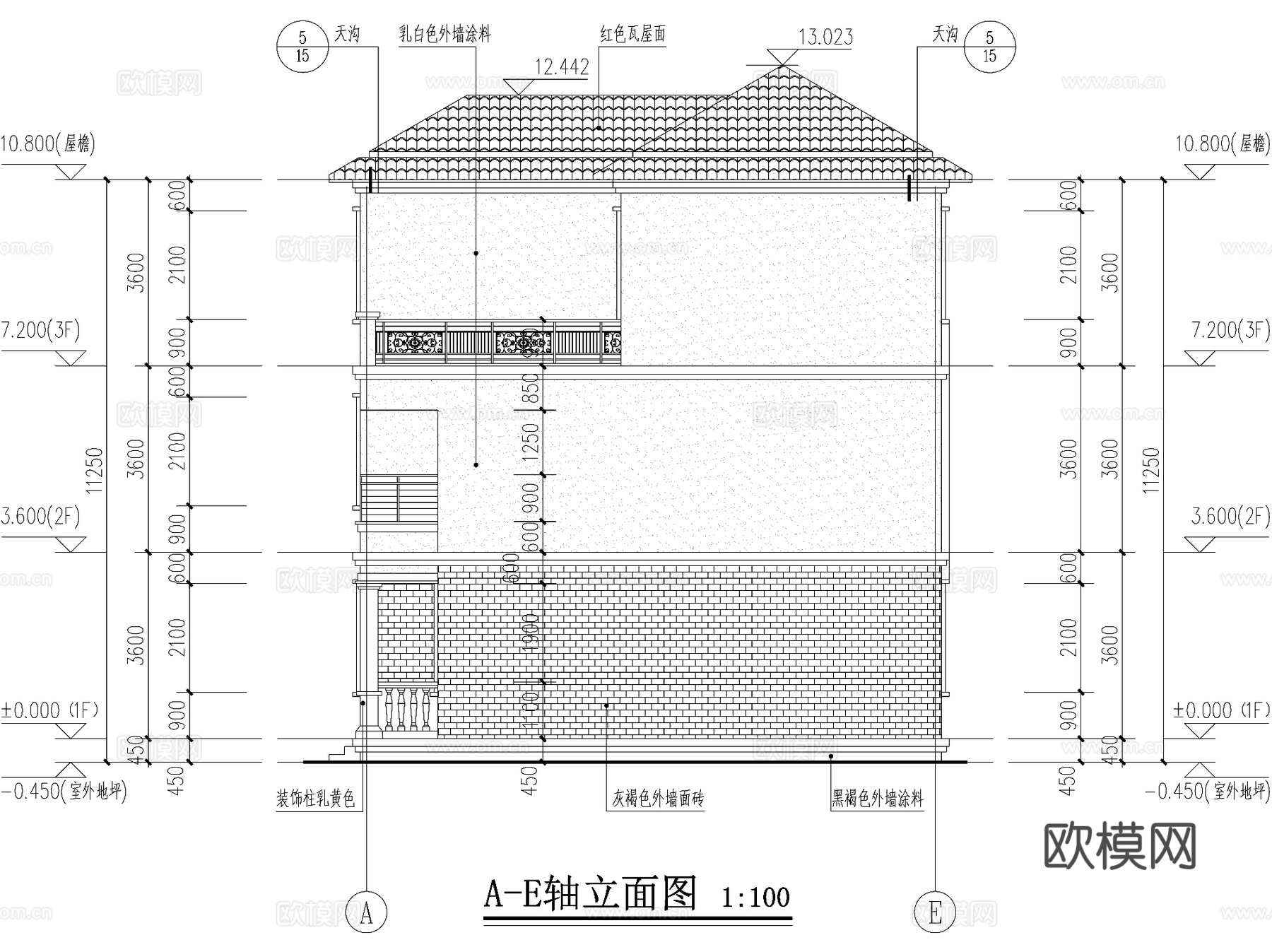 现代简欧三层独栋别墅乡村农村自建房住宅建筑CAD施工图cad施工图
