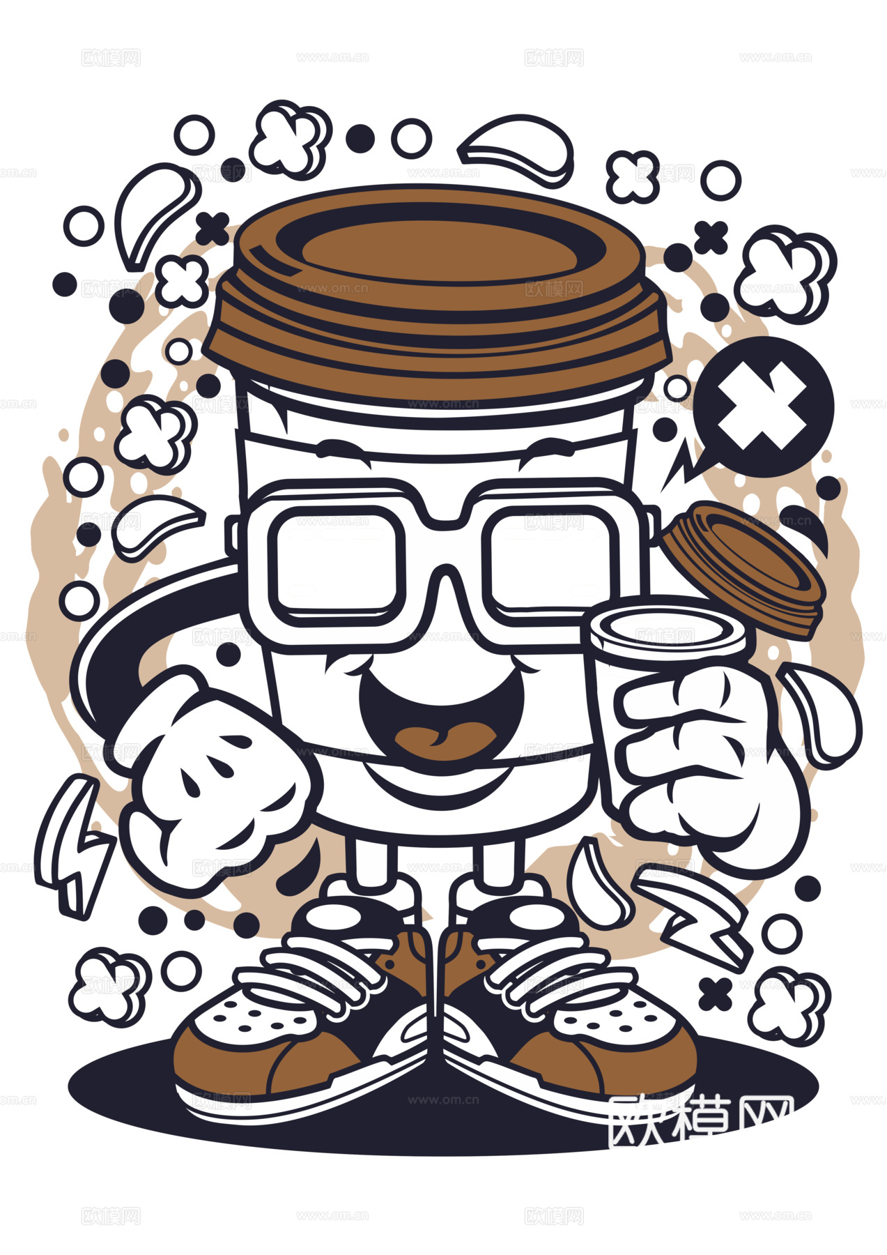 创意卡通潮流涂鸦插画印花48下载