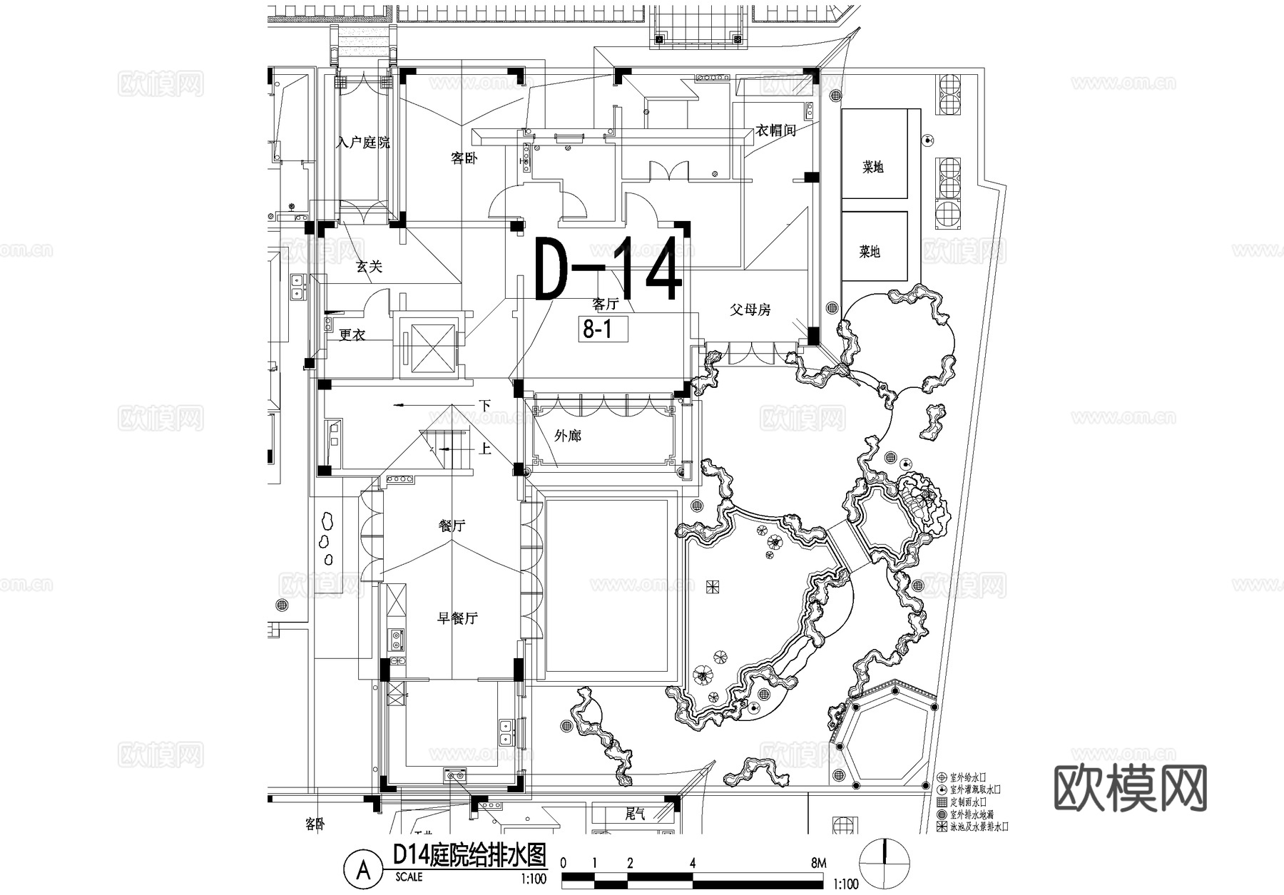新中式别墅庭院景观平面图CAD施工图cad施工图