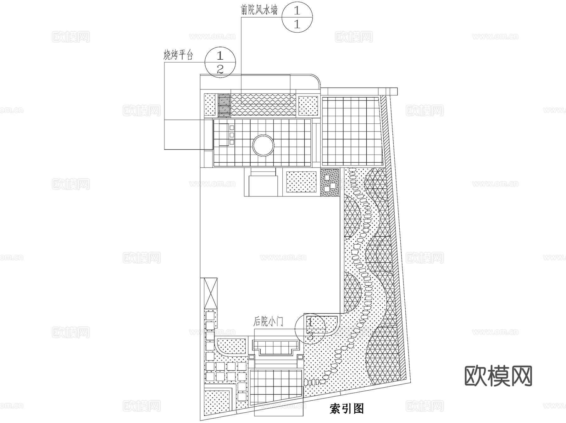 新中式别墅花园私家庭院景观CAD施工图cad施工图