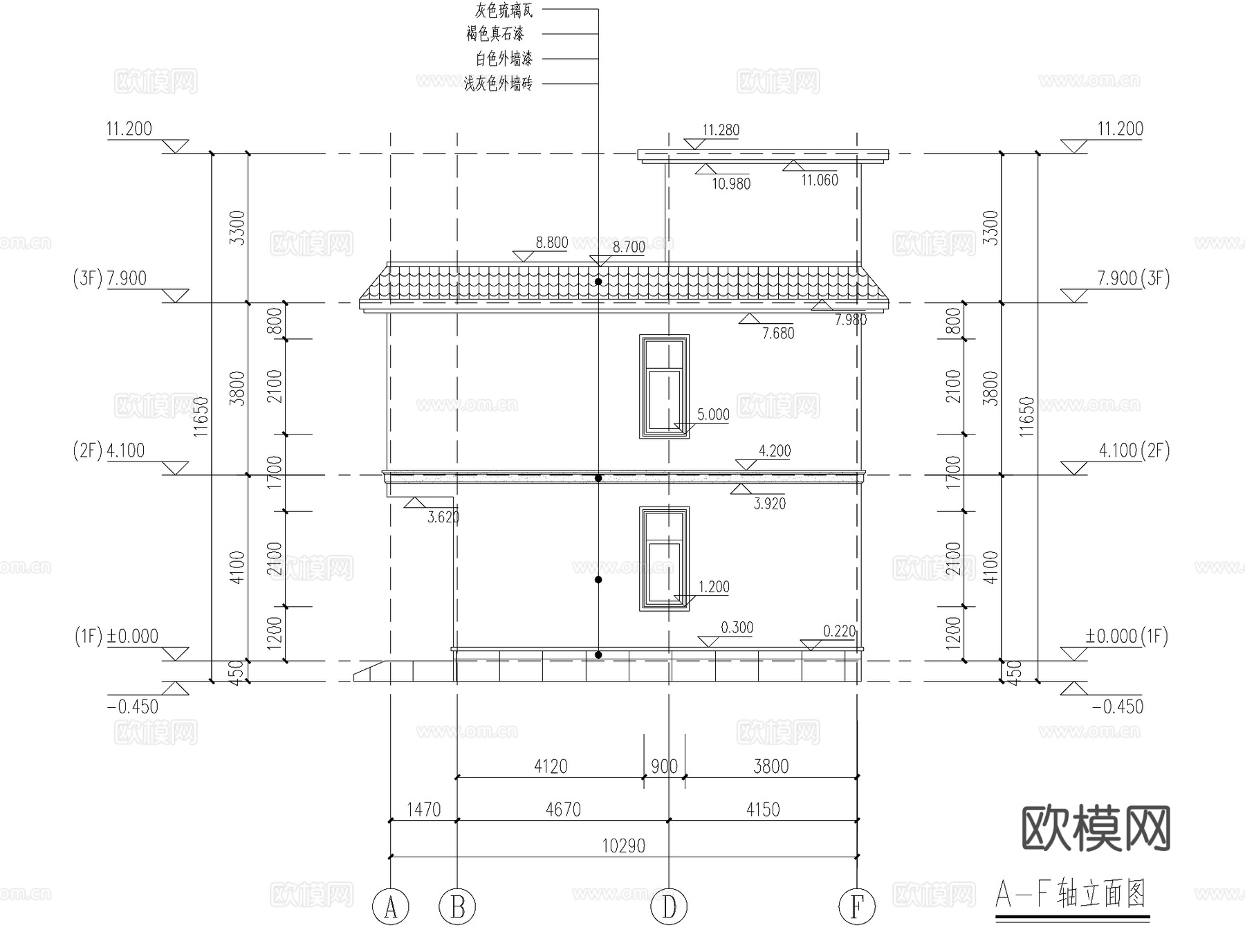 二层独栋别墅农村乡村自建房建筑CAD施工图cad施工图