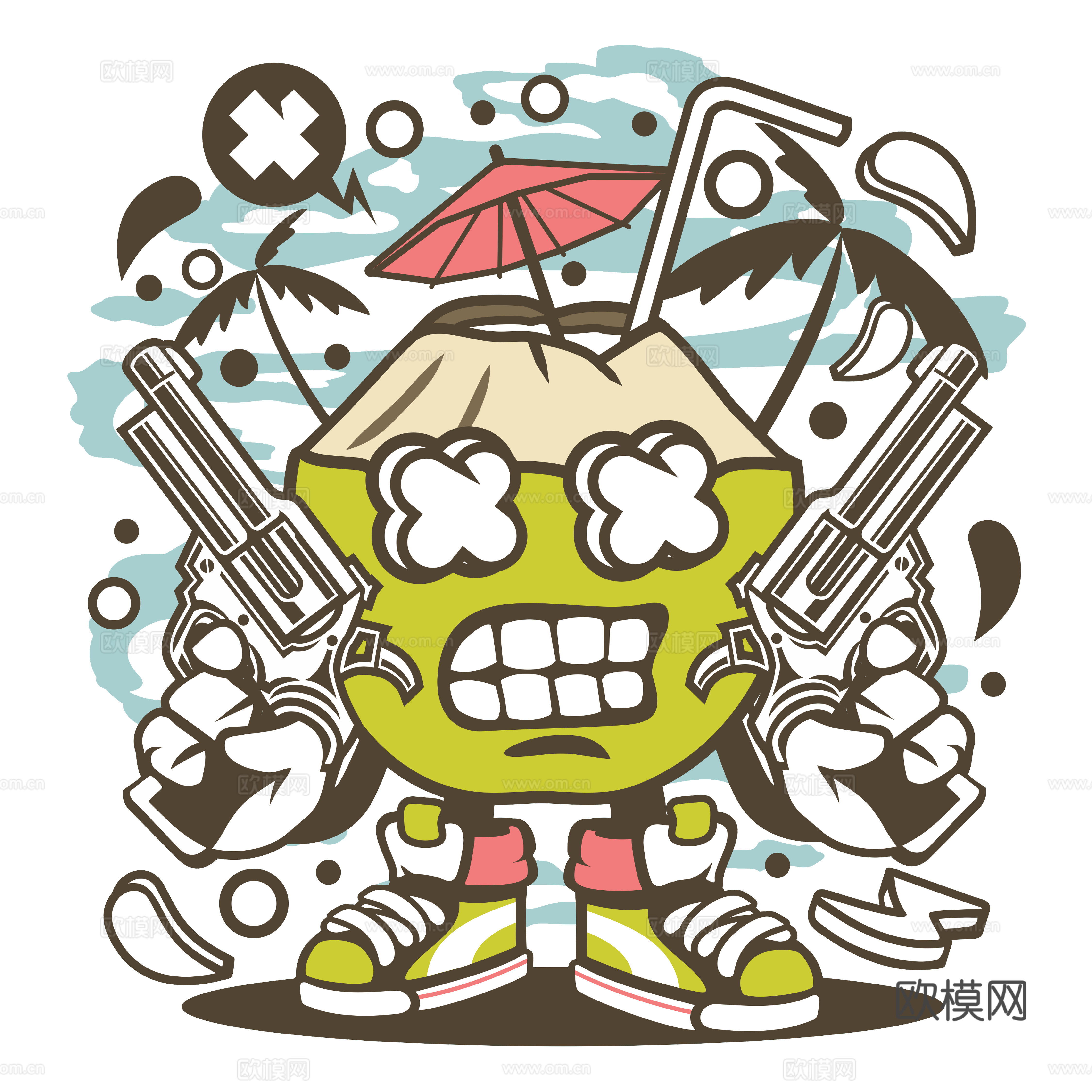 创意卡通潮流涂鸦插画印花44下载